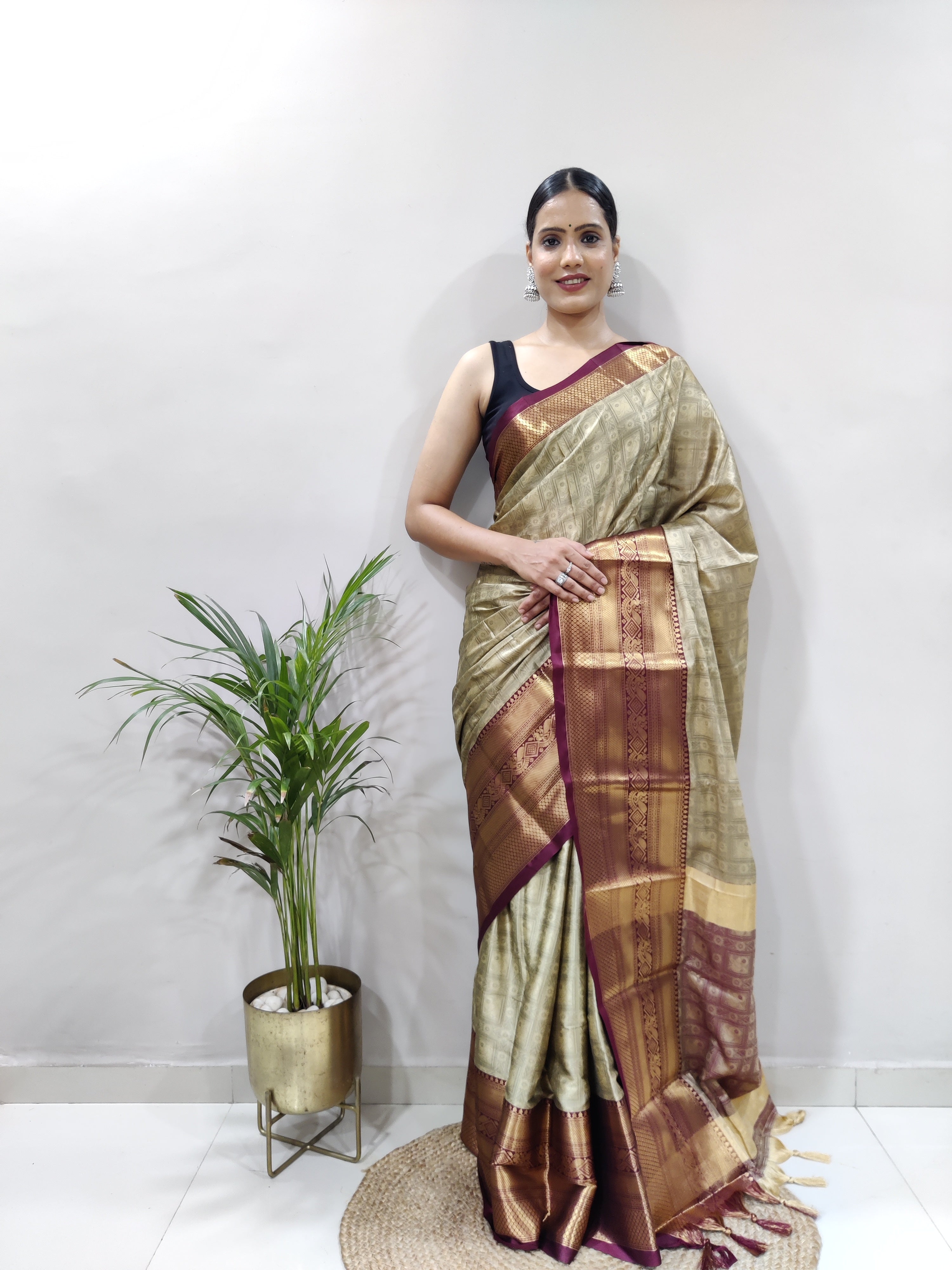 Chiku Brown Tapsi  Kanjivaram Silk Saree