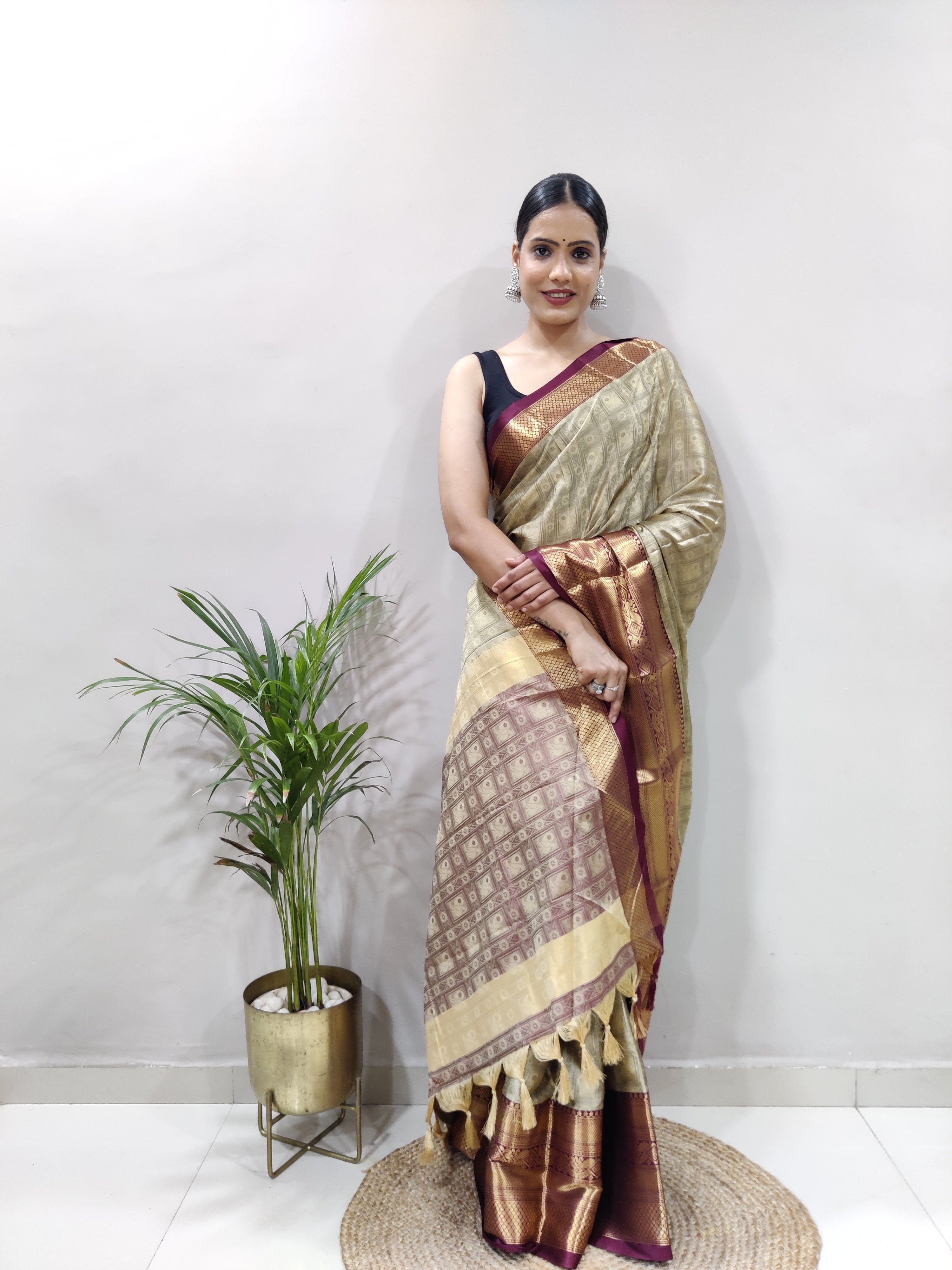 Chiku Brown Tapsi  Kanjivaram Silk Saree