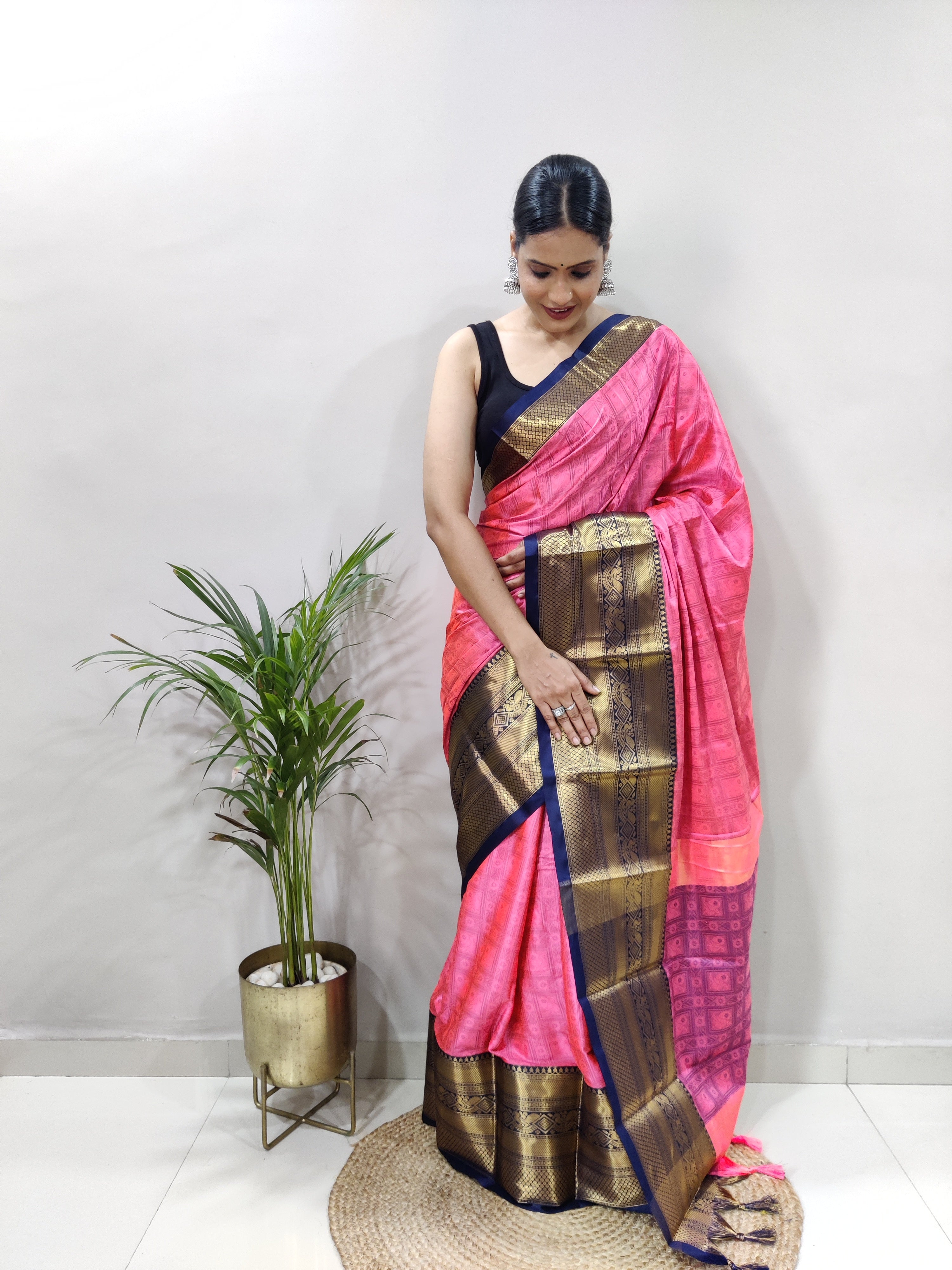 Pink Blue Tapsi  Kanjivaram Silk Saree