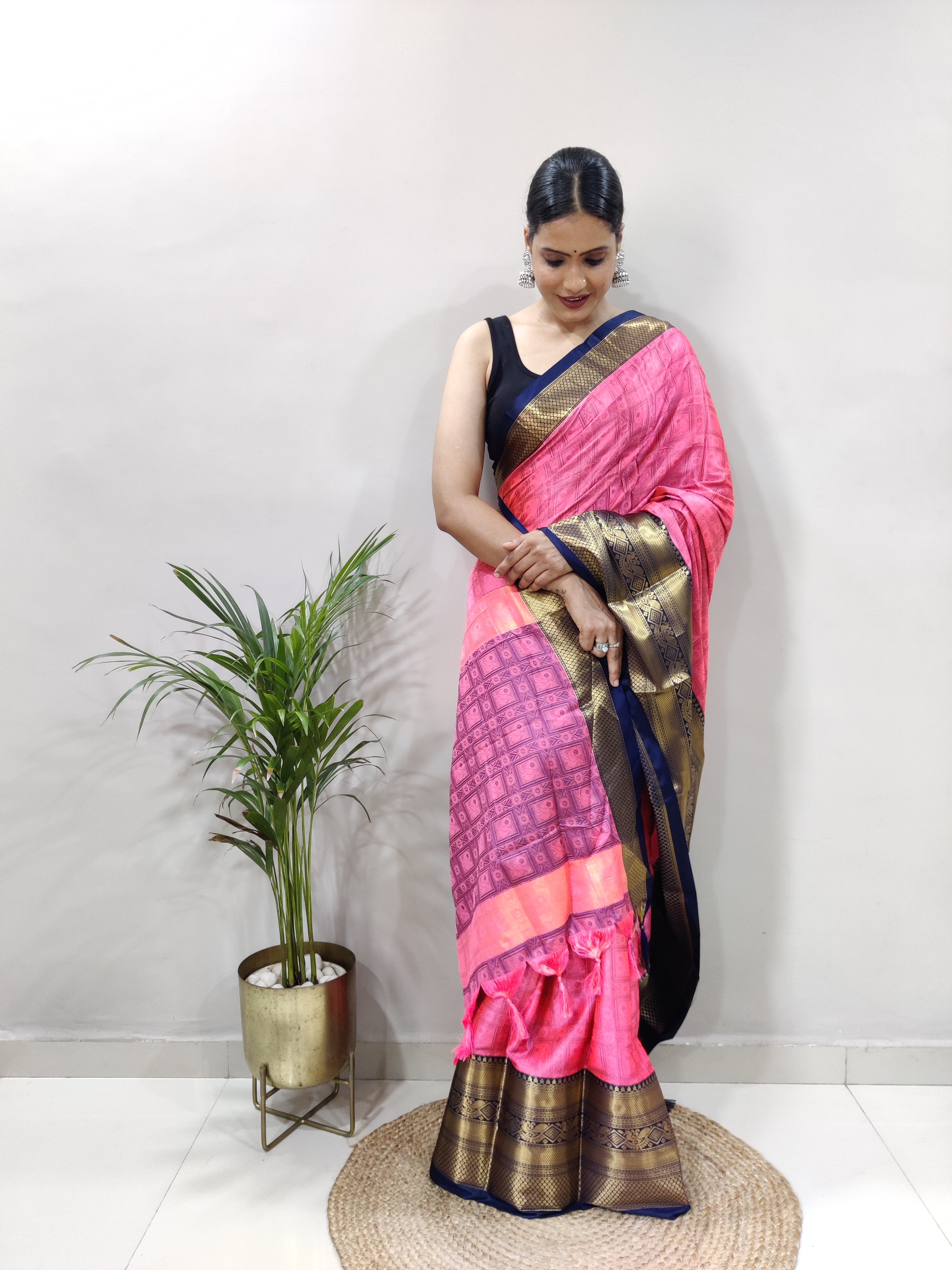 Pink Blue Tapsi  Kanjivaram Silk Saree