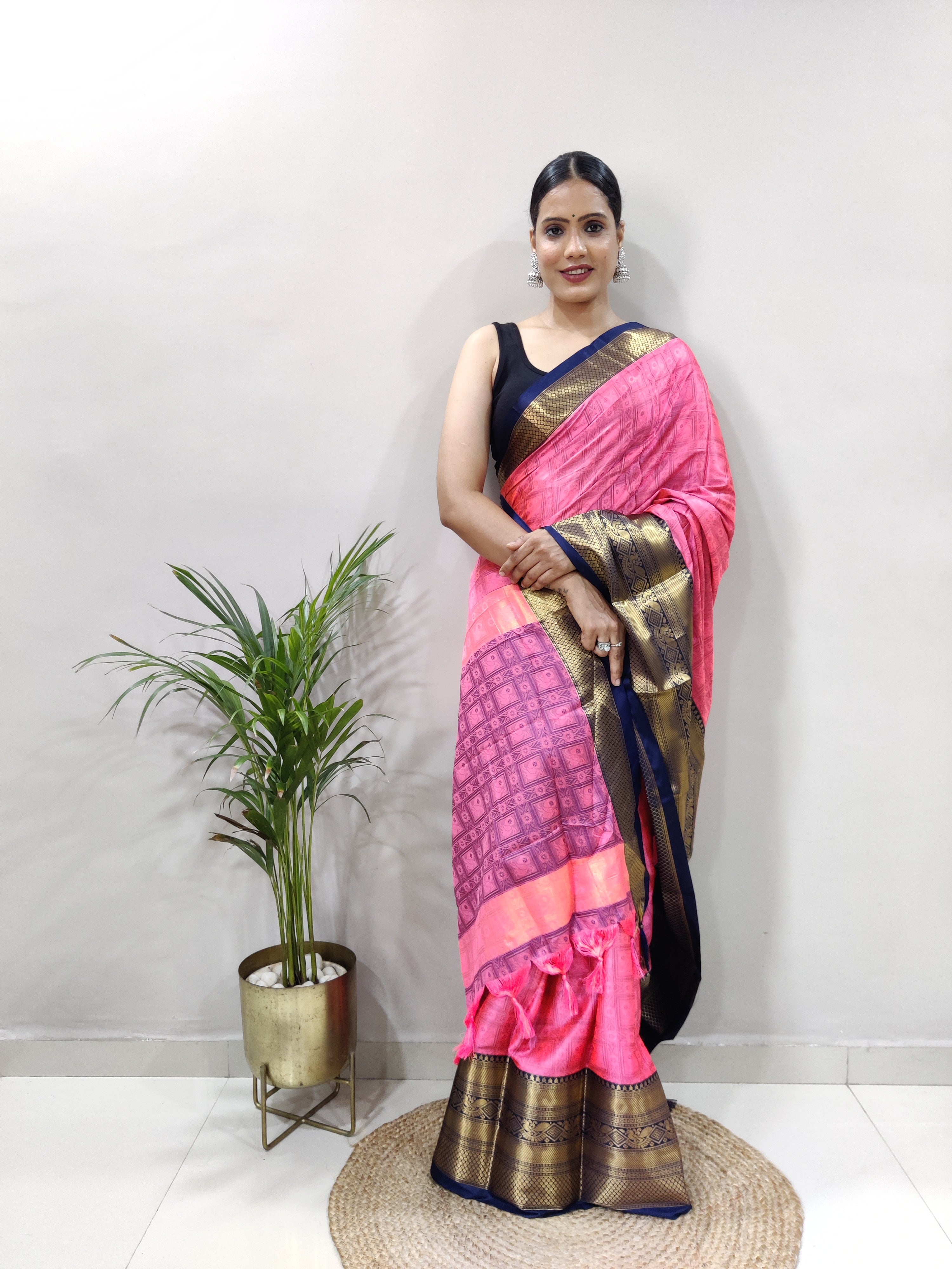 Pink Blue Tapsi  Kanjivaram Silk Saree