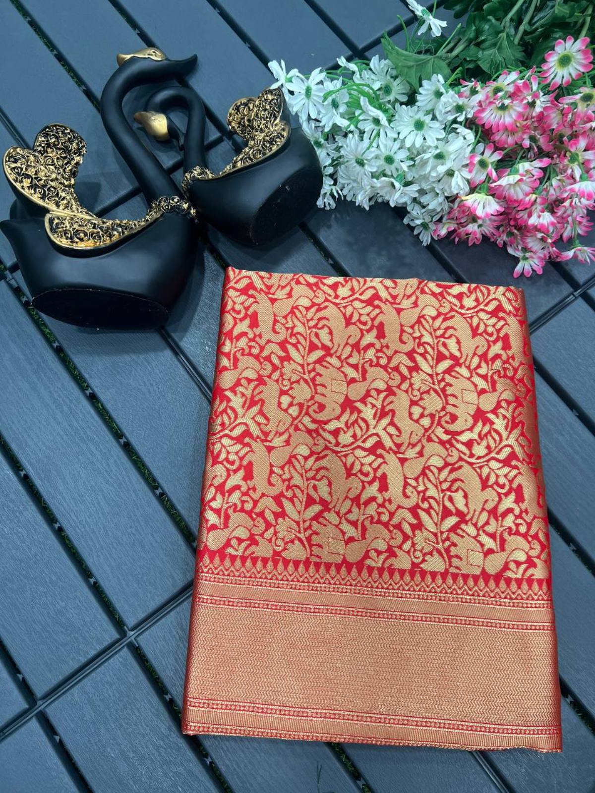 Red Yellow Boarder Aayana Pure Silk Saree