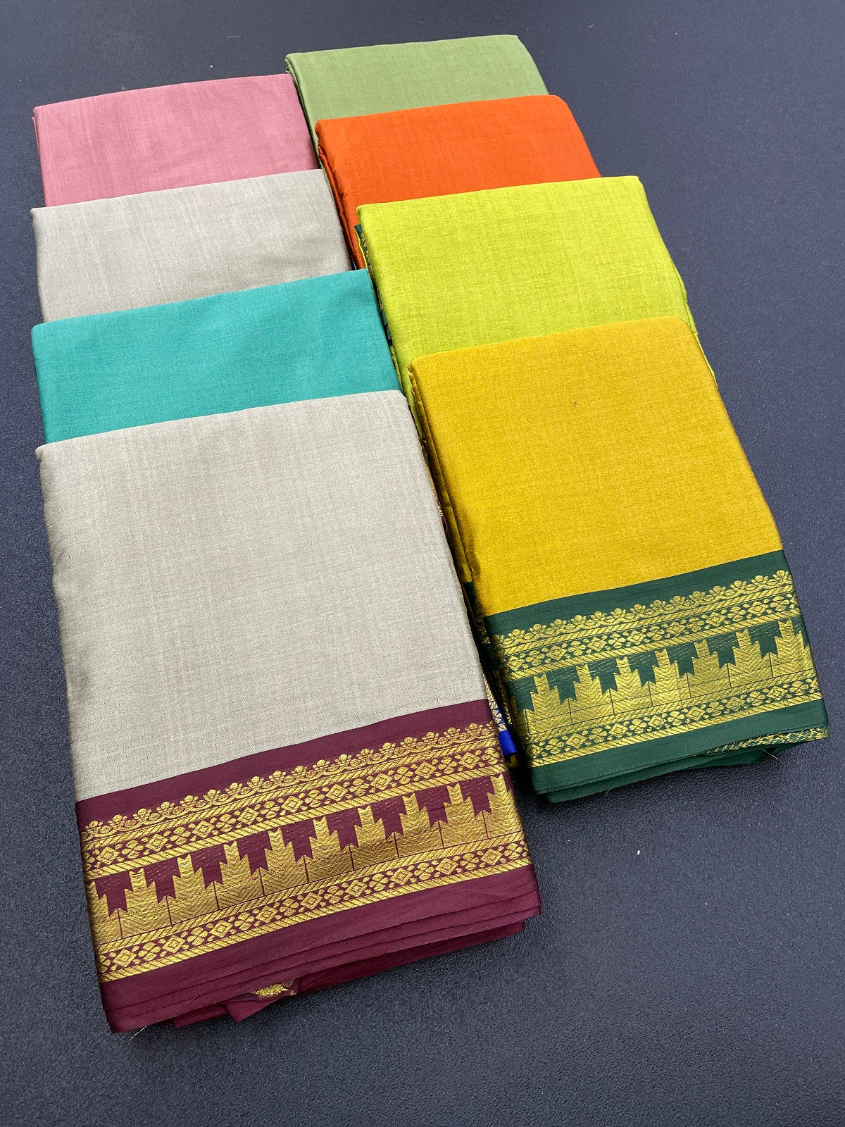 Chiku Blue Design Palav Cotton Silk Saree