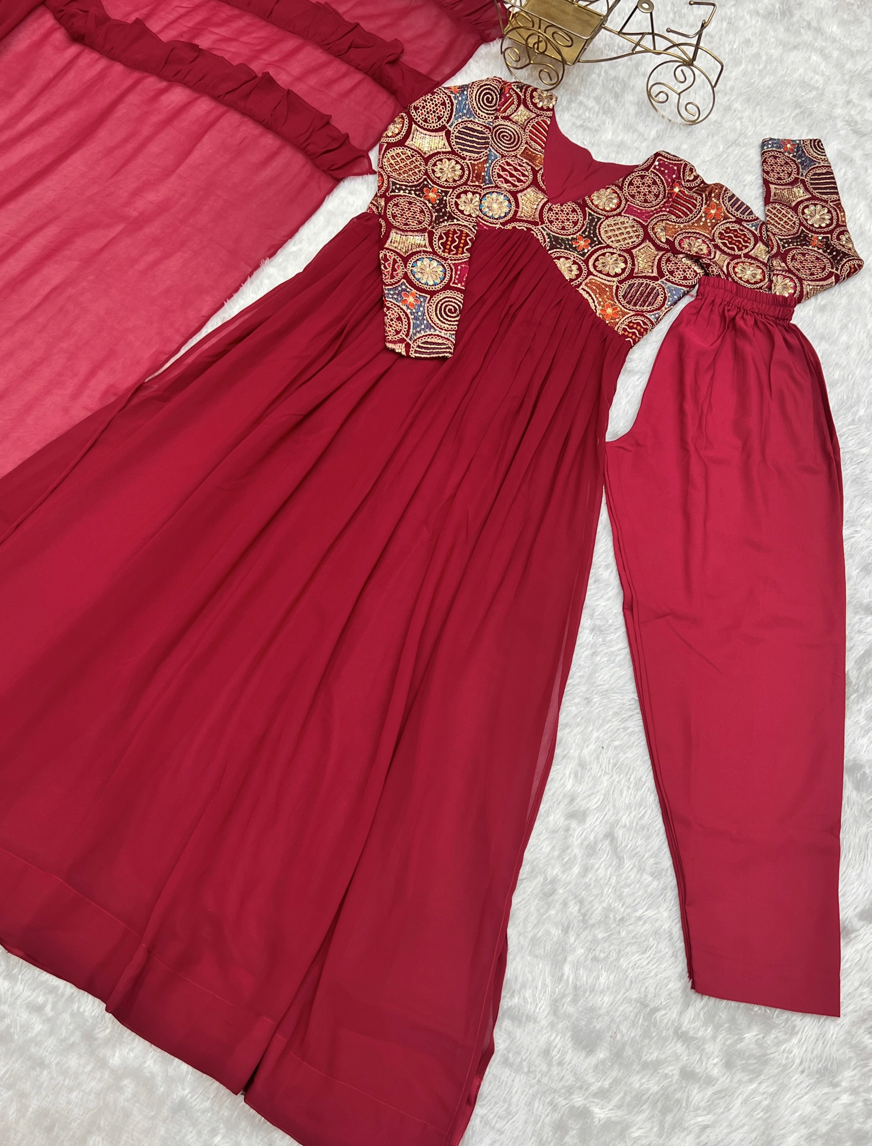 ALIA CUT -Fully Stitched Ready To Wear Soft Fox Georgette Fabric Alia cut Kurta.