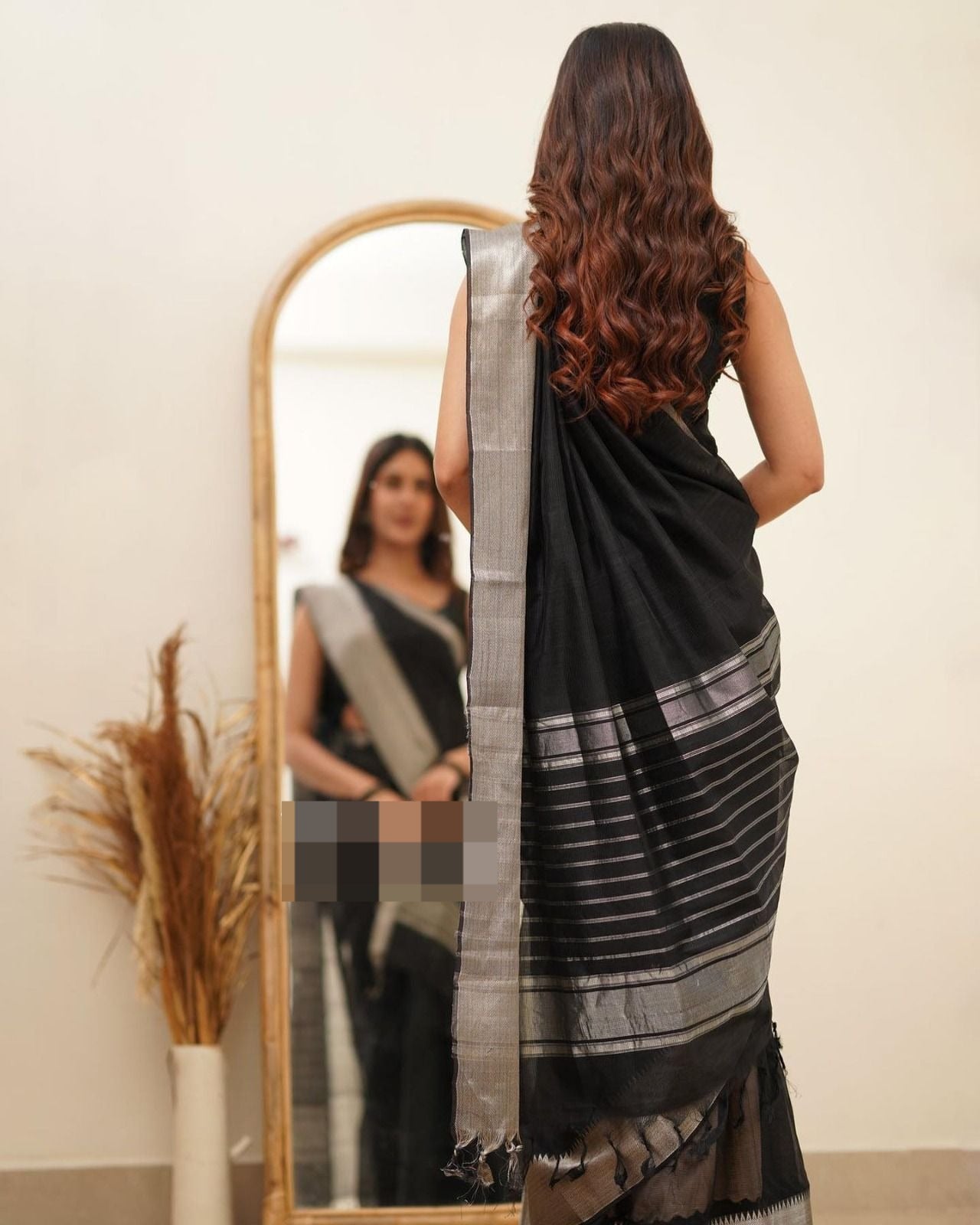 Black and Silver Boarder Kalindi Cotton Saree