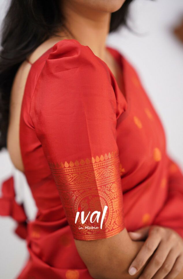 Red Copper Design Boarder Latta  Pure Silk Saree