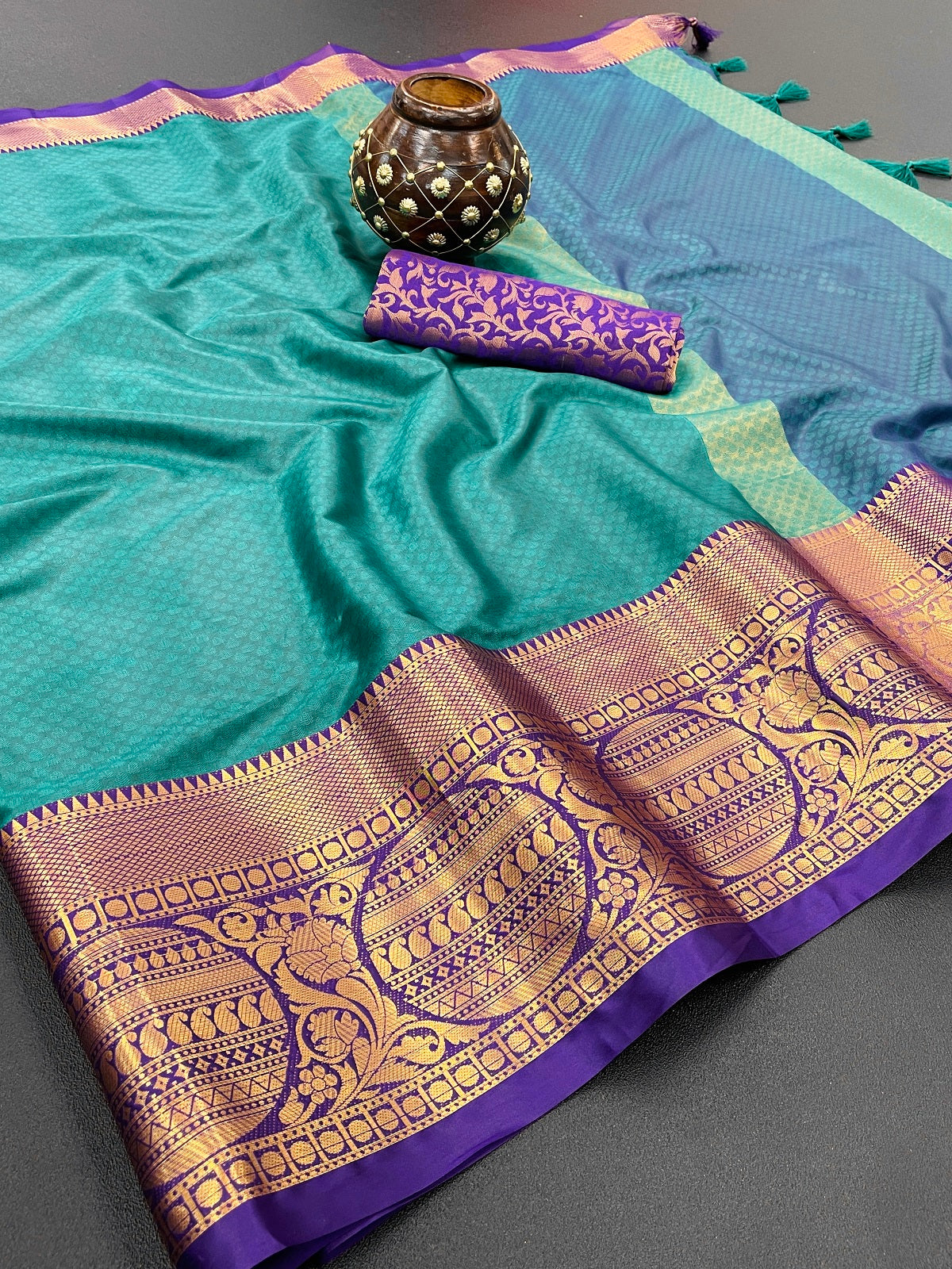 Rama Purple Golden Design Malvika Cotton Silk Saree