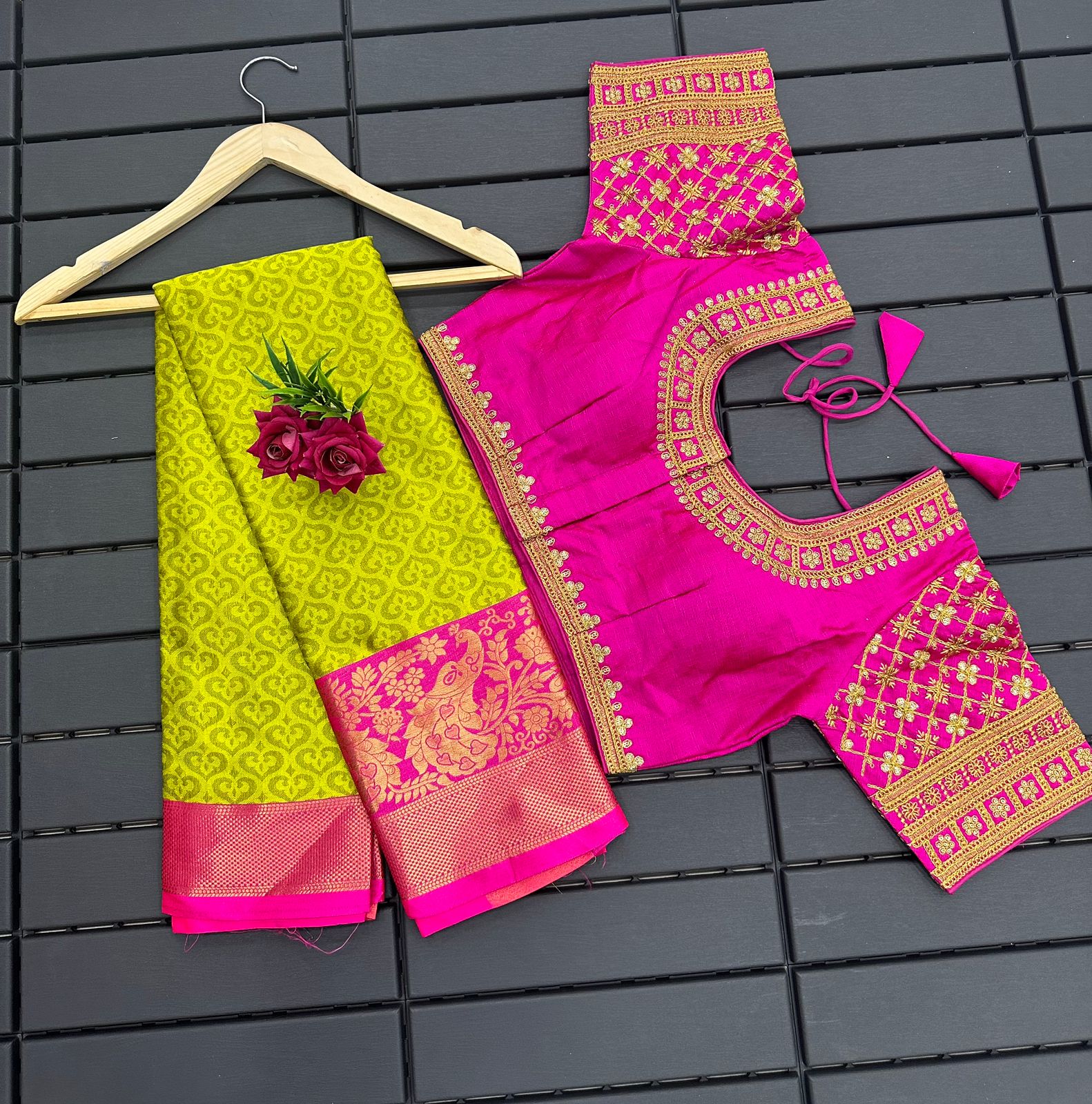 Lemon and Pink Morni Cotton Saree