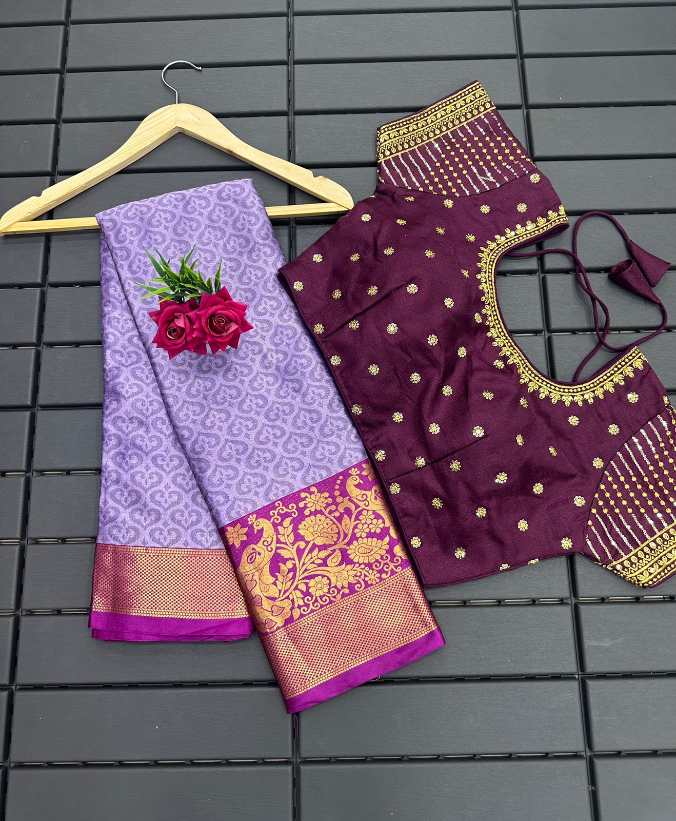 Lovender and Rani Pink Morni Cotton Saree