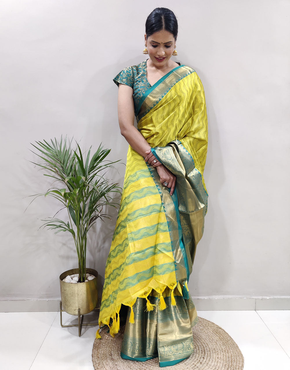 Yellow Rama Golden Design NarayanPet Cotton Silk Saree