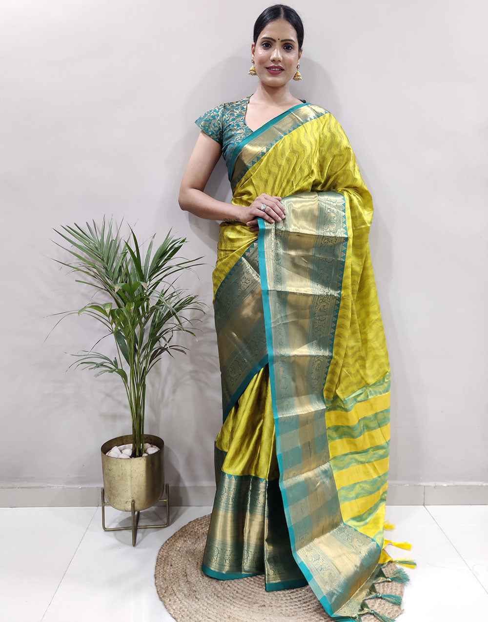 Yellow Rama Golden Design NarayanPet Cotton Silk Saree