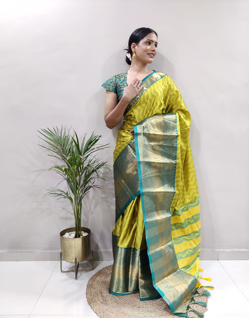 Yellow Rama Golden Design NarayanPet Cotton Silk Saree