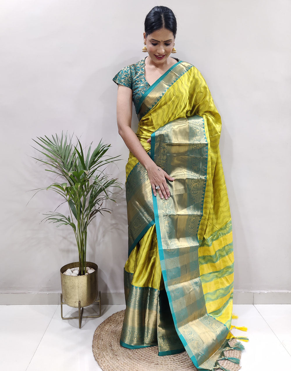 Yellow Rama Golden Design NarayanPet Cotton Silk Saree