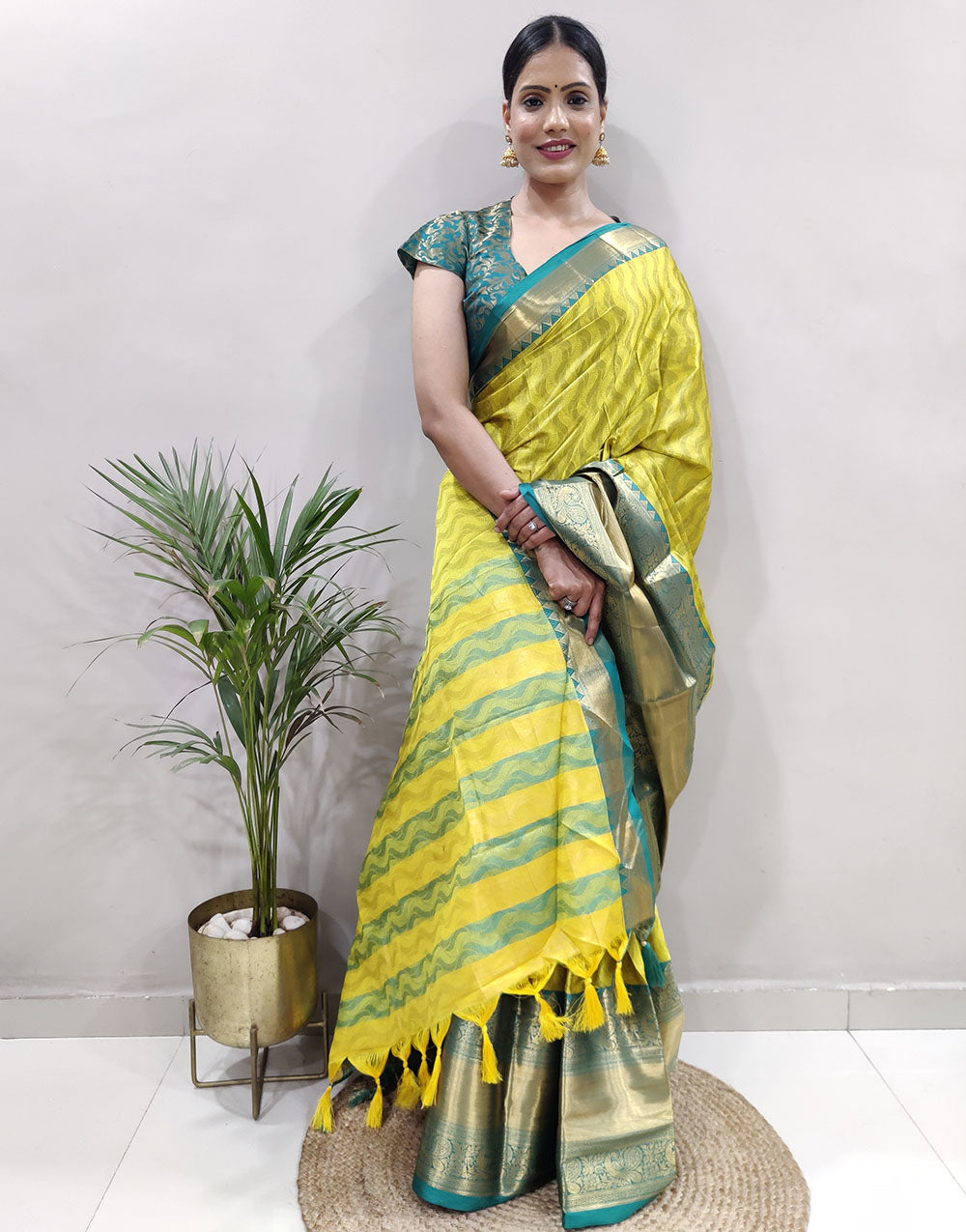 Yellow Rama Golden Design NarayanPet Cotton Silk Saree