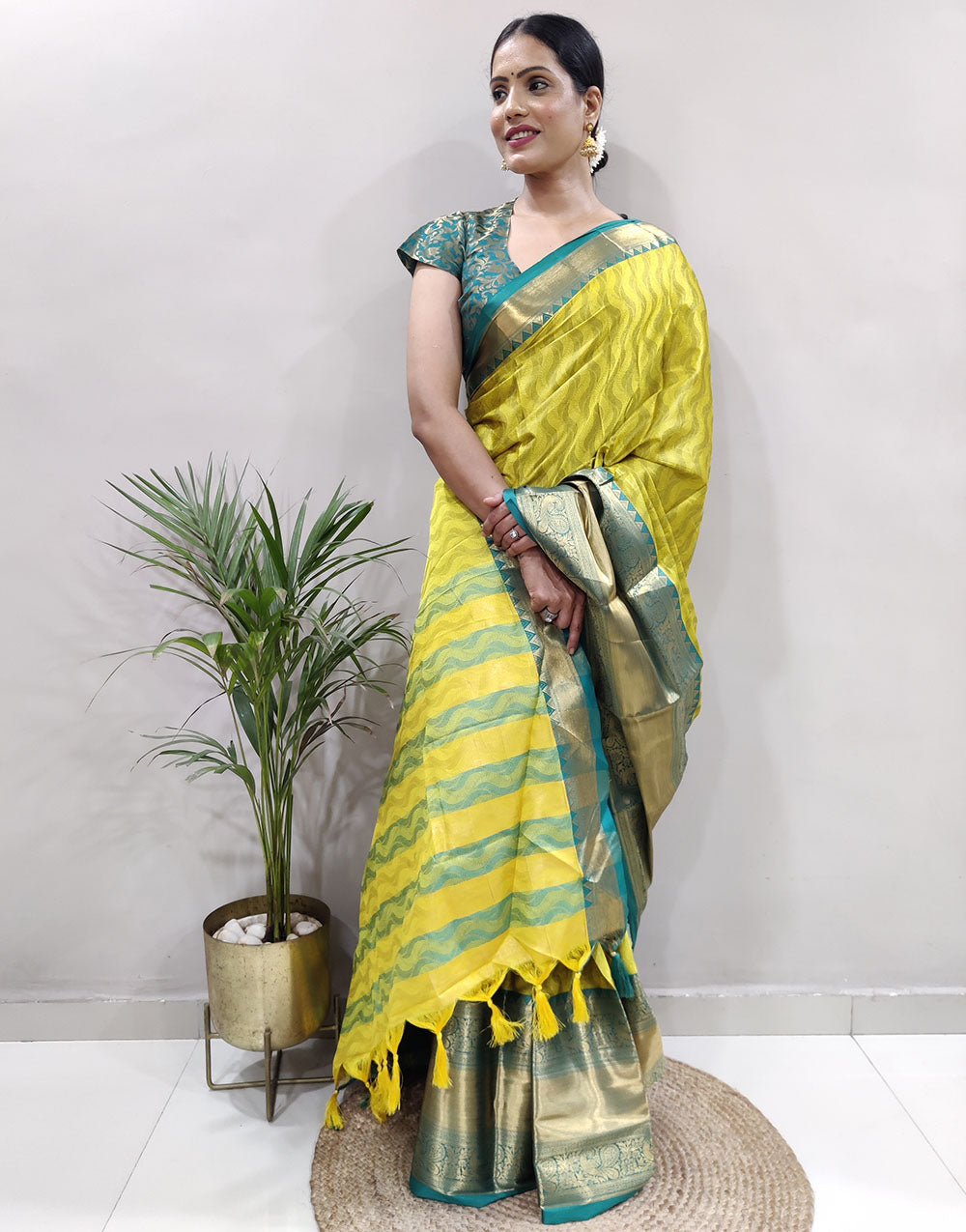 Yellow Rama Golden Design NarayanPet Cotton Silk Saree