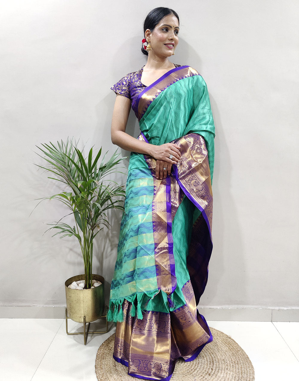 Rama Purple Golden Design NarayanPet Cotton Silk Saree