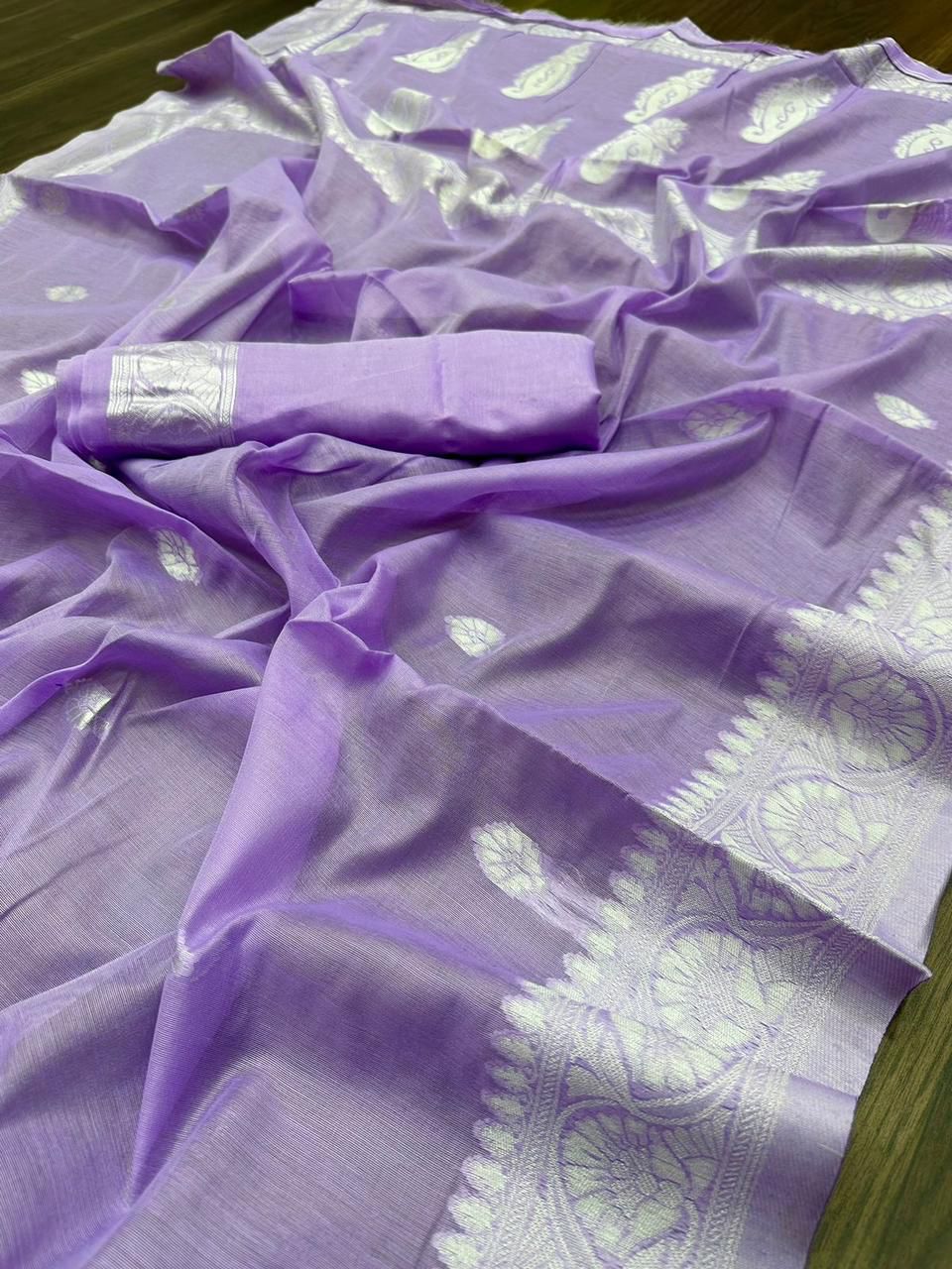 Lavender Silver Design Nikhila Pure Silk Saree