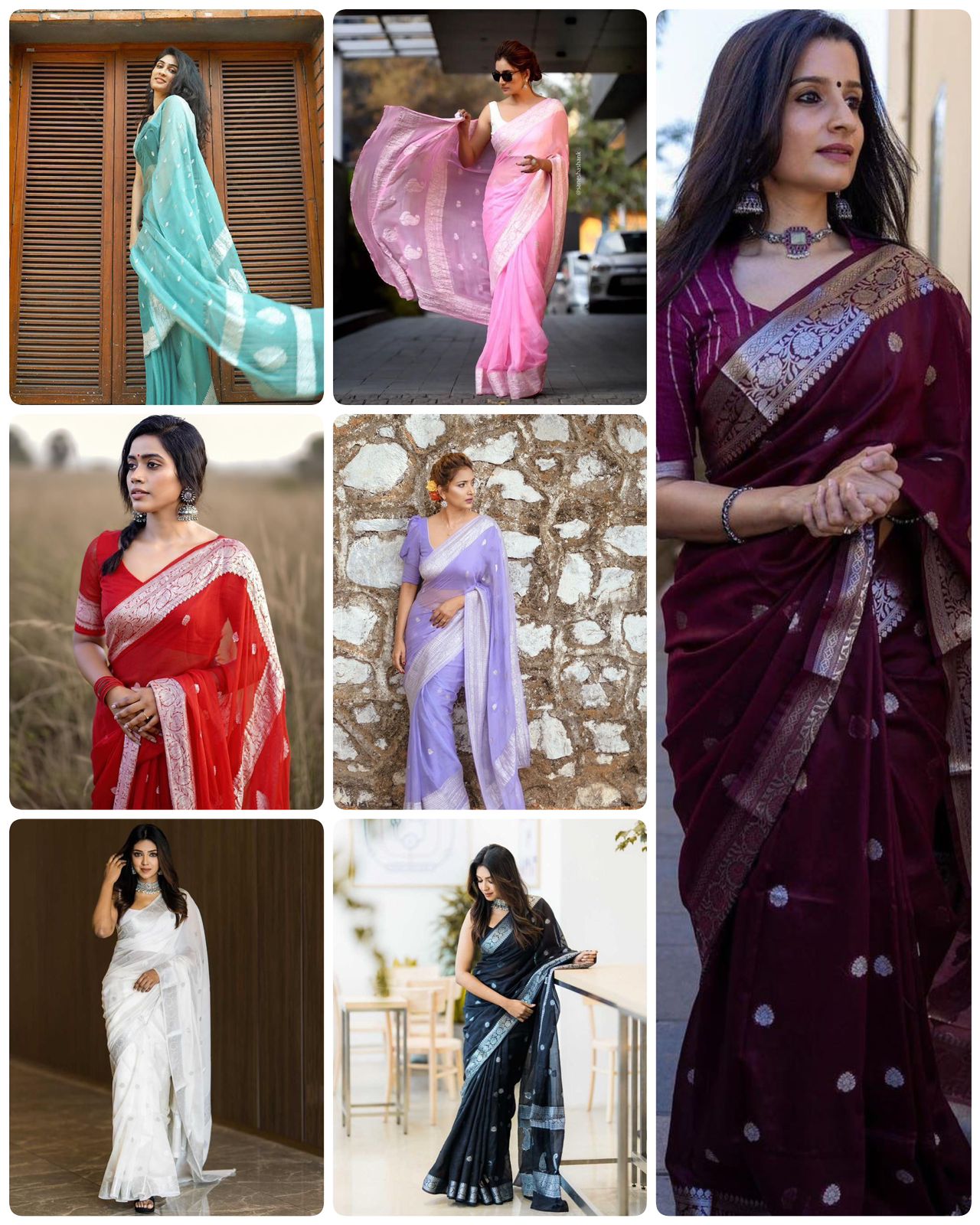 Maroon Silver Design Nikhila Pure Silk Saree