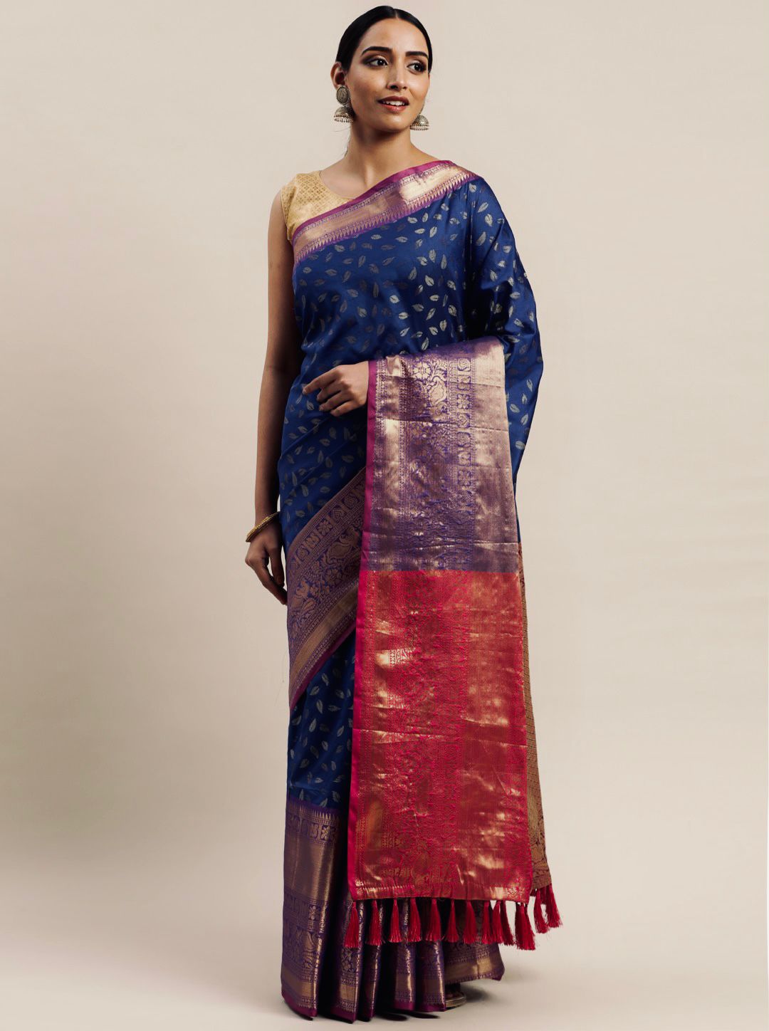 Blue and Pink NX Kanjivaram Silk Saree