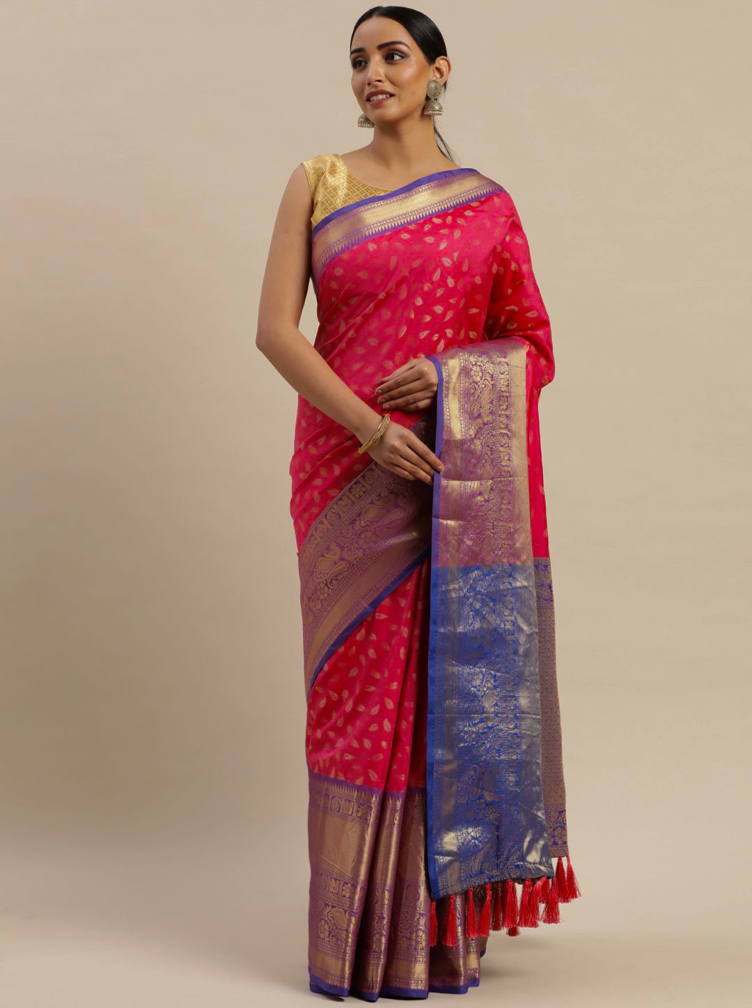 Blue and Pink NX Kanjivaram Silk Saree