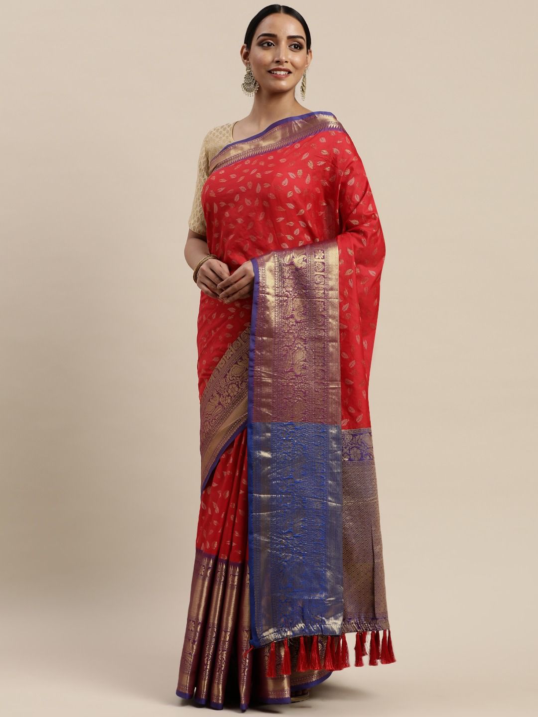 Red and Blue NX Kanjivaram Silk Saree