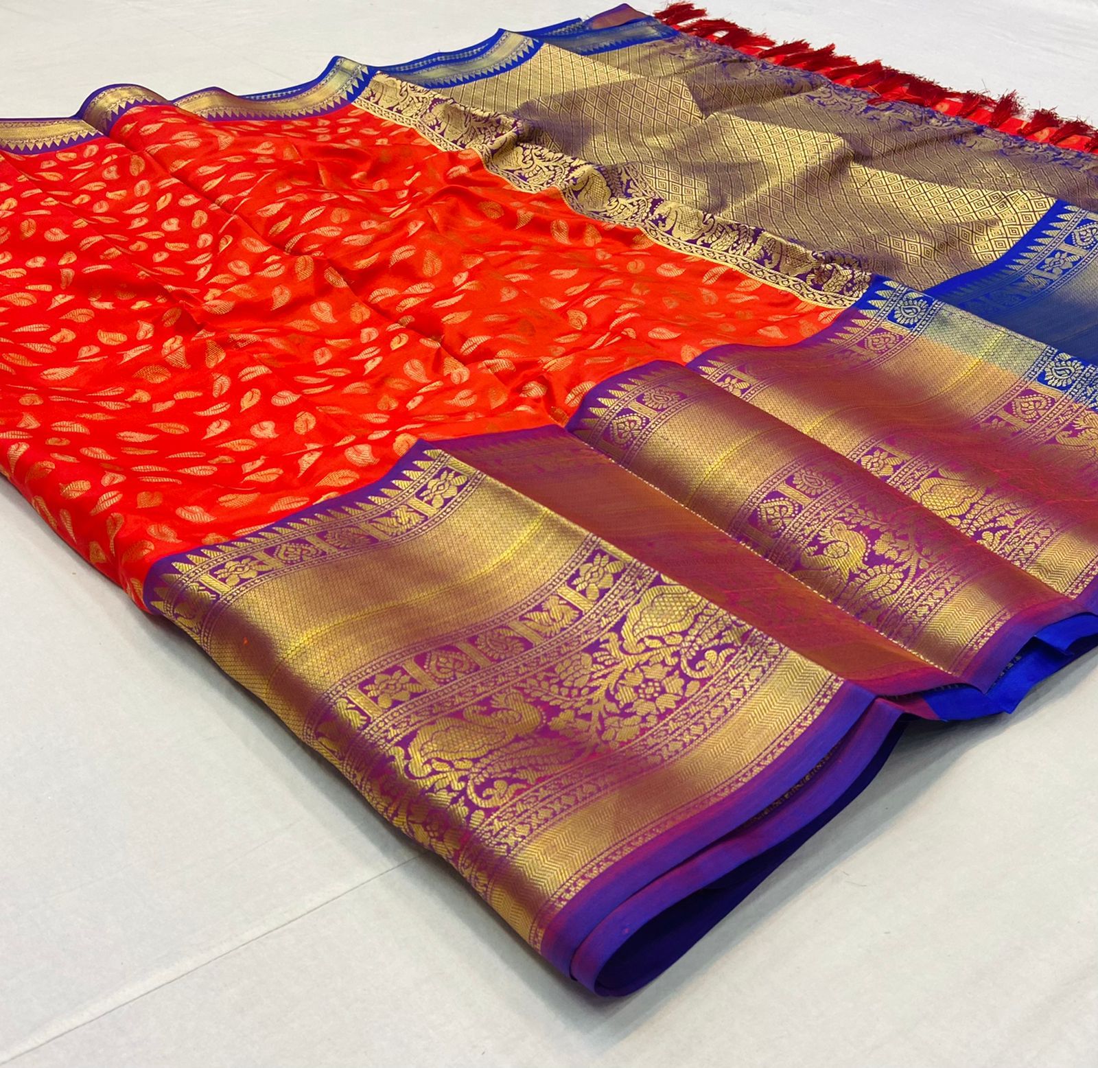 Red and Blue NX Kanjivaram Silk Saree