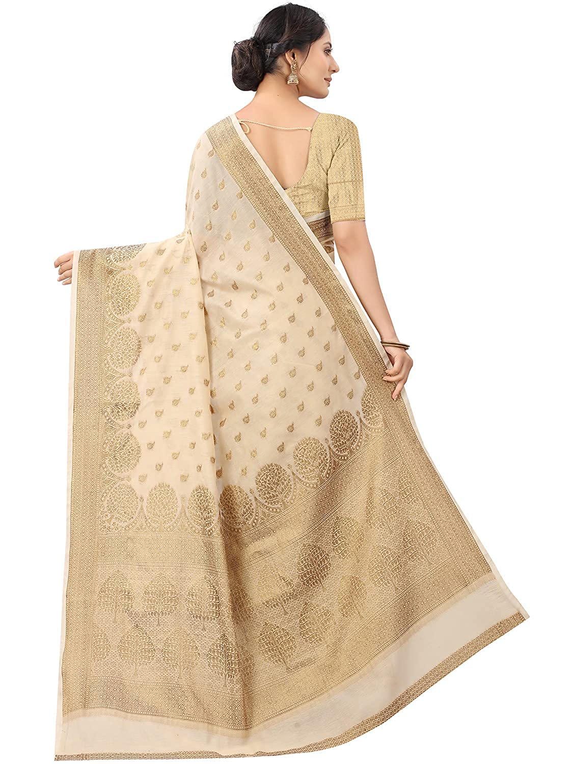 Chiku Copper Boarder  Pari Cotton Saree