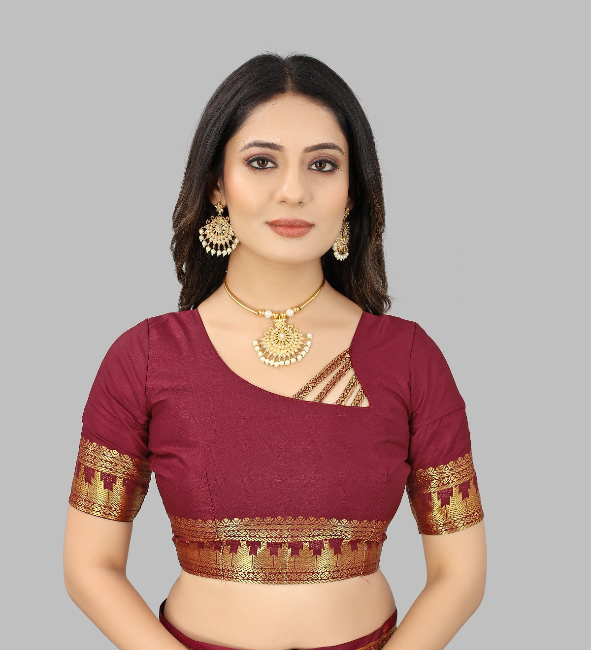 Orange Maroon Design Palav Cotton Silk Saree