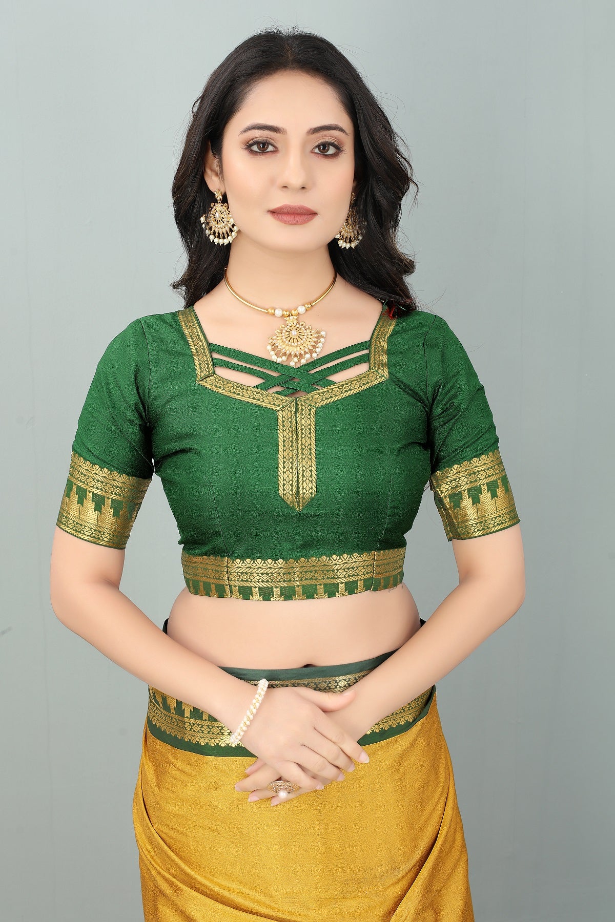 Yellow Green Design Palav Cotton Silk Saree