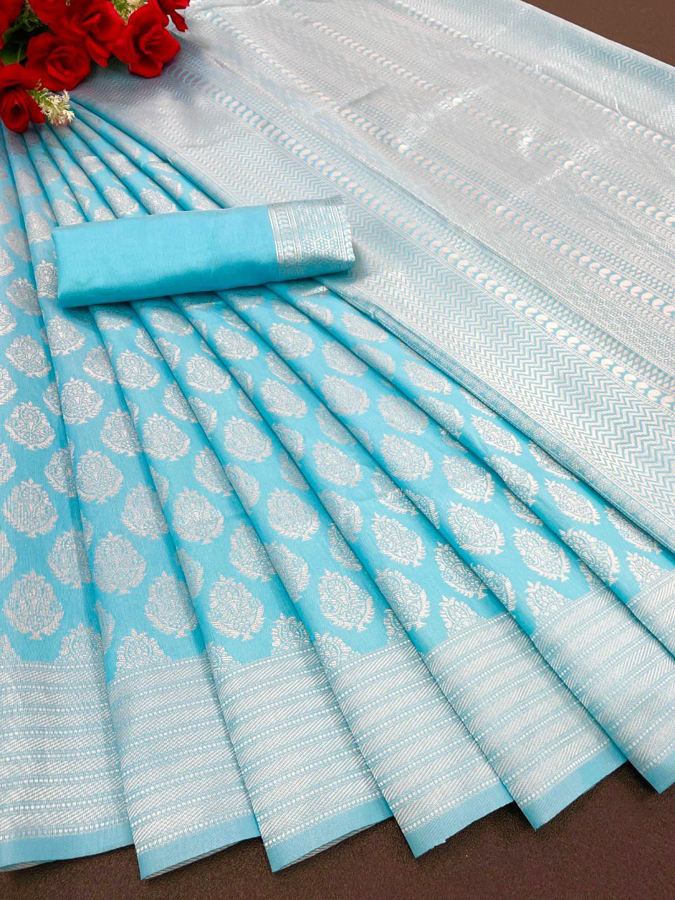 Sky Design Boarder Pankhudi Pure Silk Saree