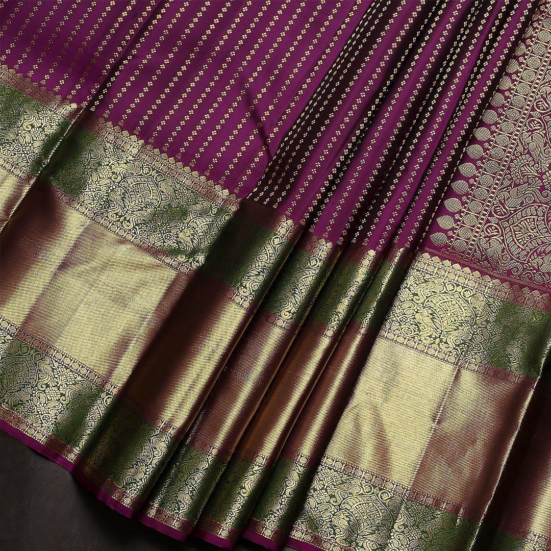 Dark Green and Rani Pink RajLakshmi Pure Silk Saree