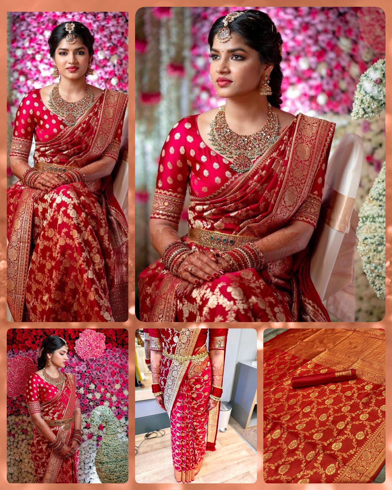 Red Golden Design Boarder Zal Dola Silk Saree