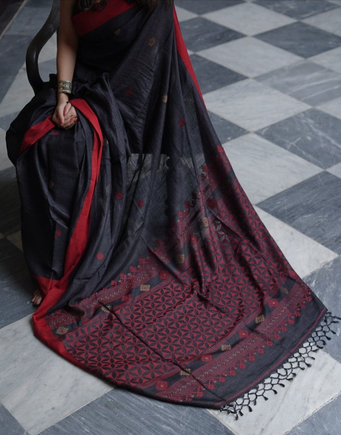 Black and Red Boarder  Shriya Cotton Saree