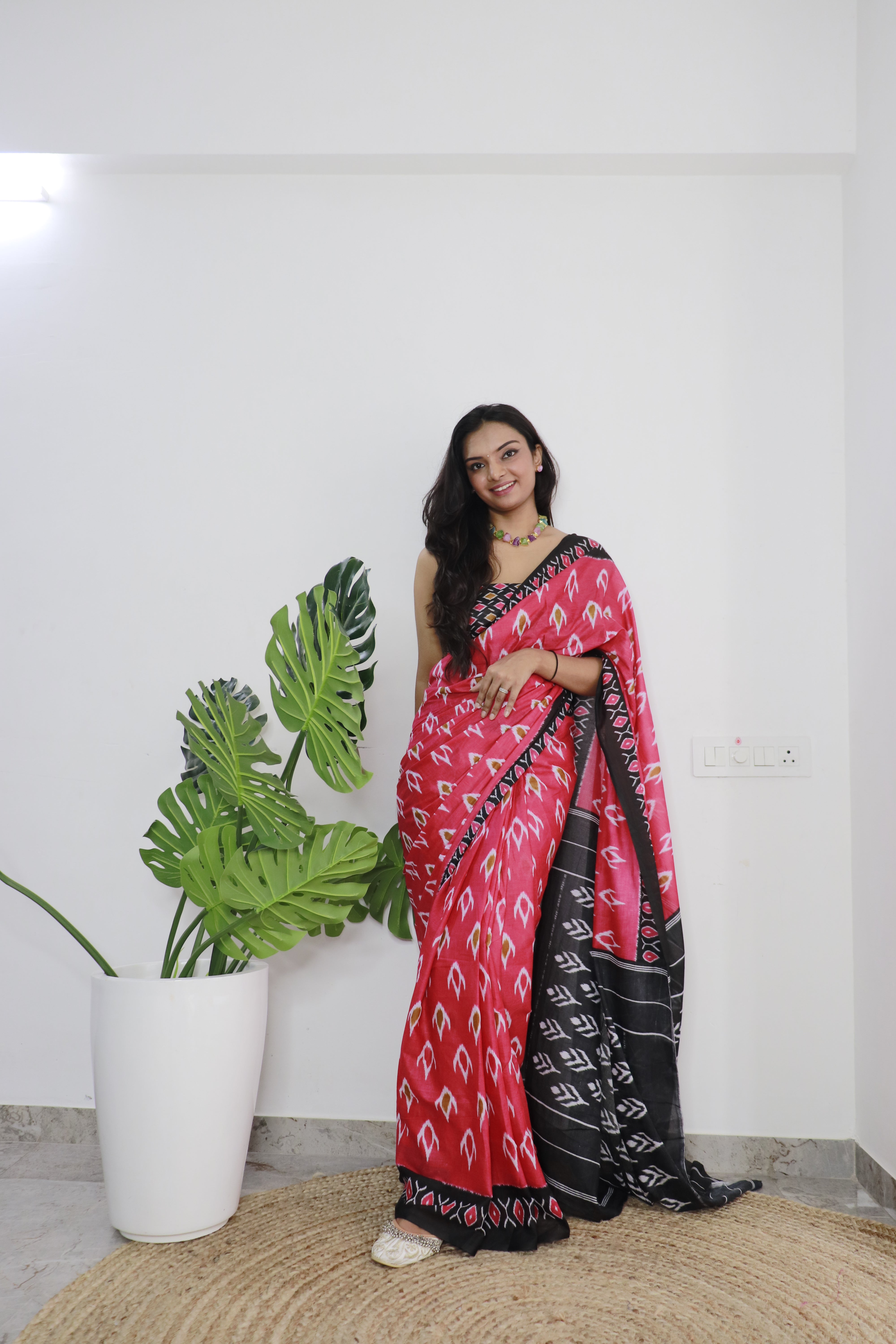 Printed Soft Pure Cotton Saree With Unstitched Blouse.