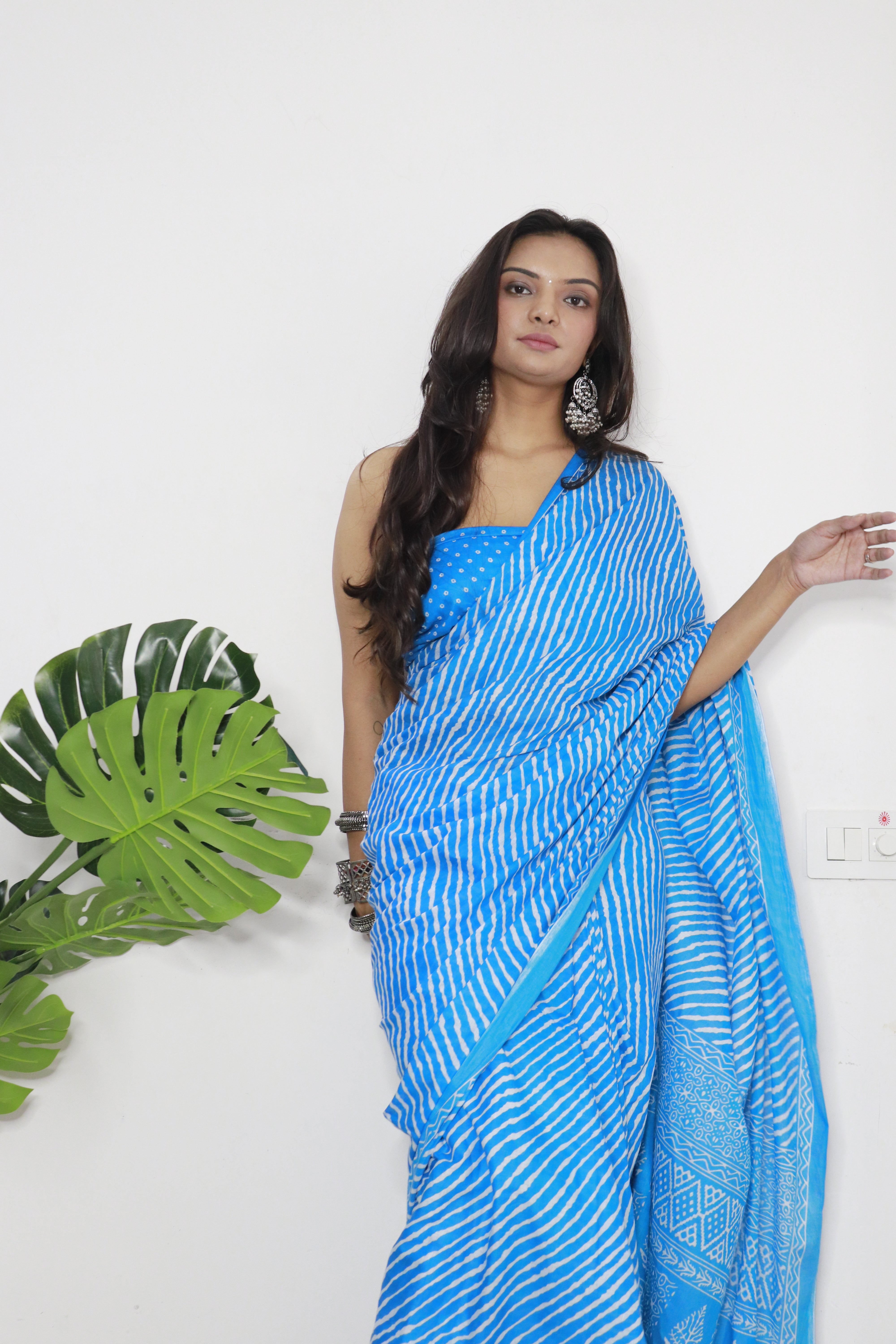 Printed Soft Pure Cotton Saree With Unstitched Blouse.