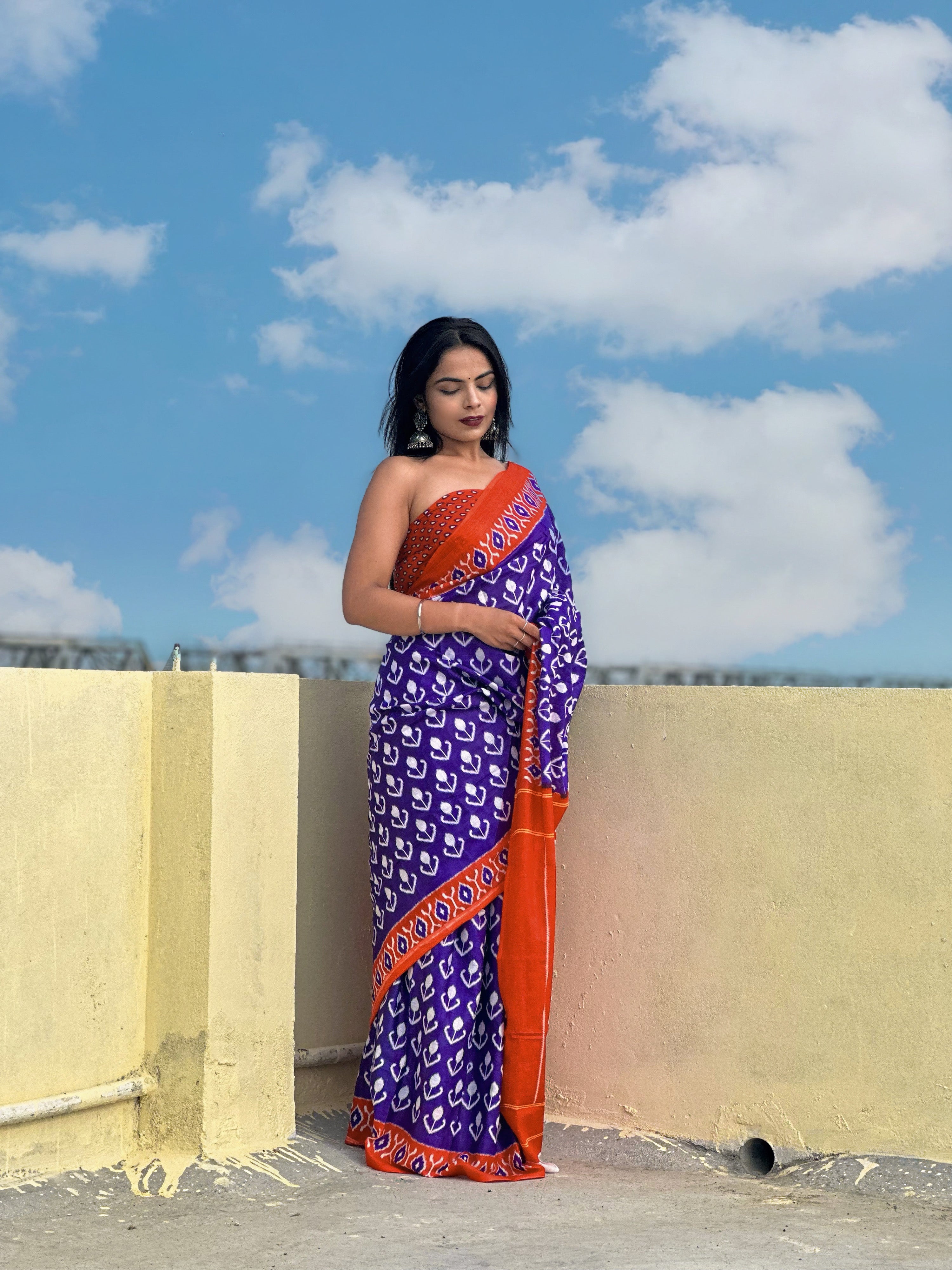 Beautiful Printed Soft Pure Cotton Saree With Unstitched Blouse.