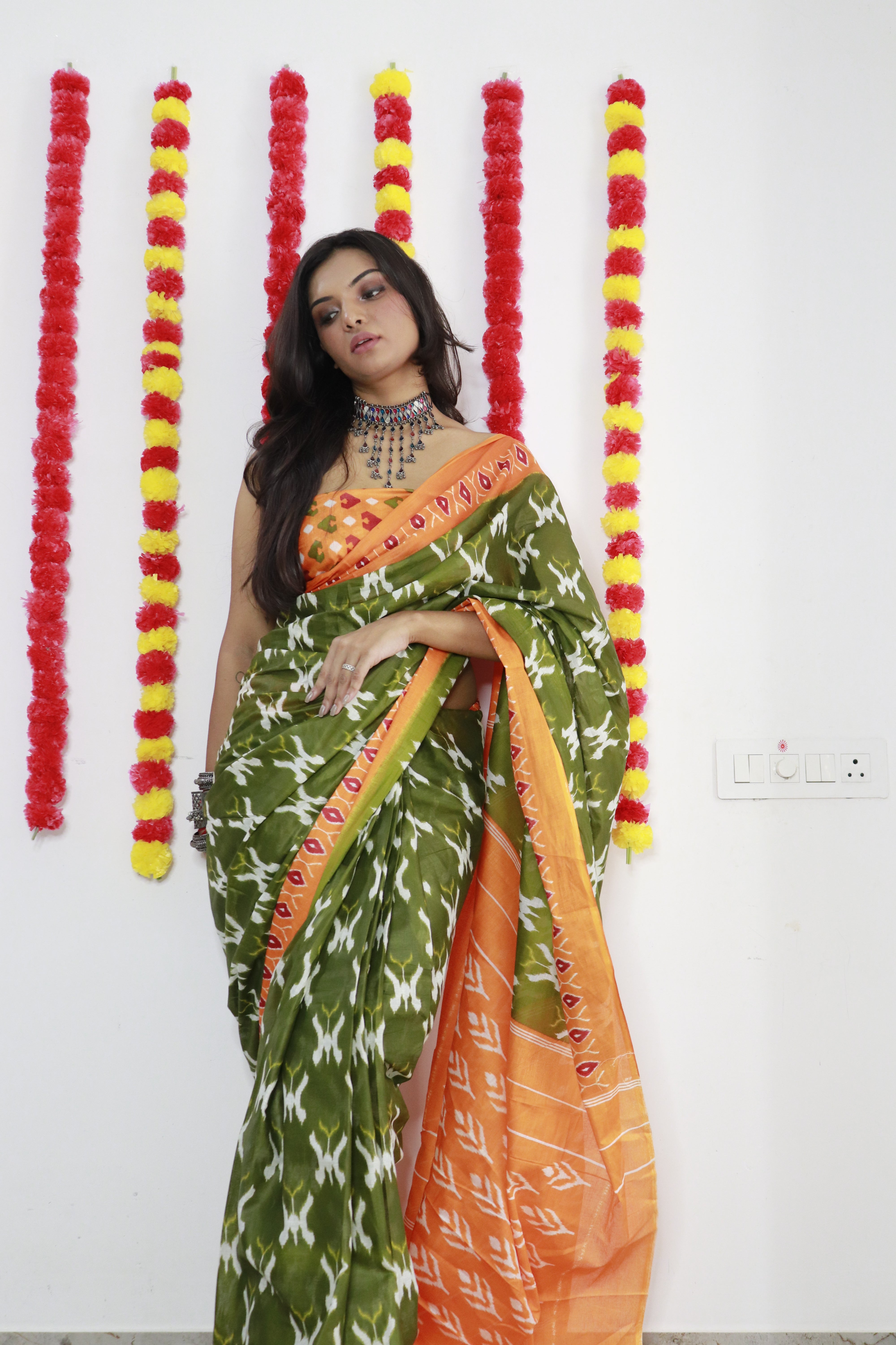 Printed Soft Pure Cotton Saree With Unstitched Blouse.