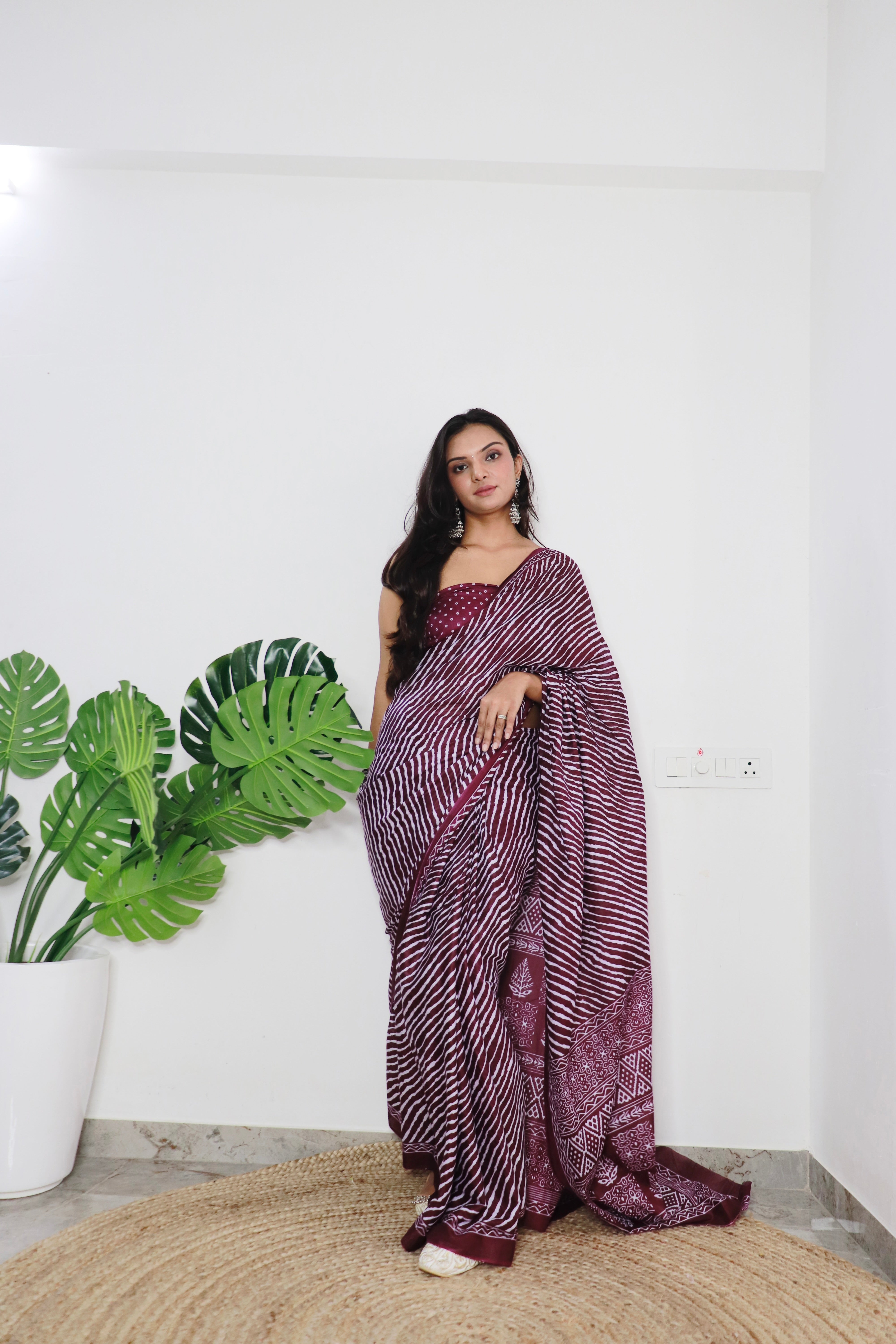 Printed Soft Pure Cotton Saree With Unstitched Blouse.