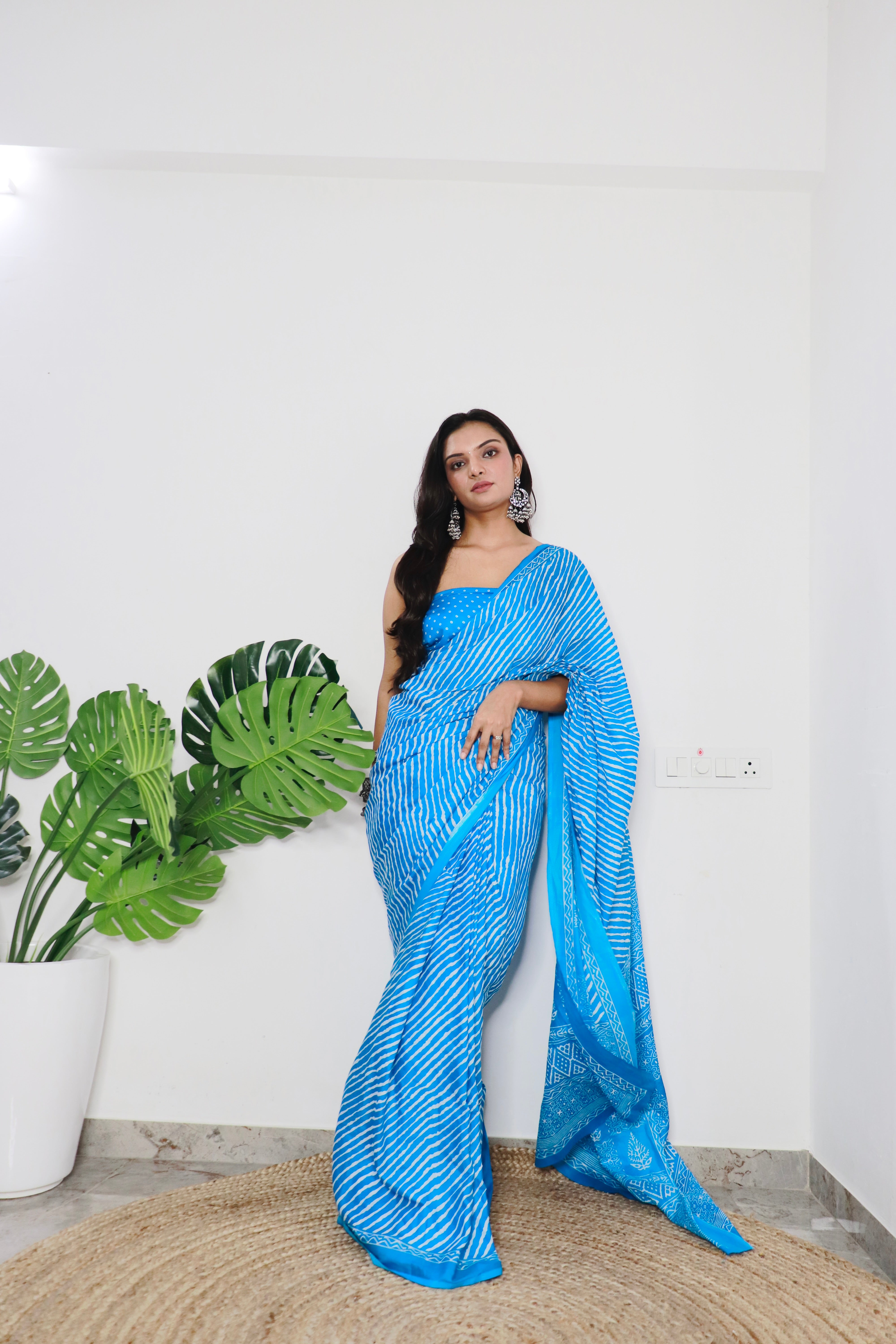 Printed Soft Pure Cotton Saree With Unstitched Blouse.