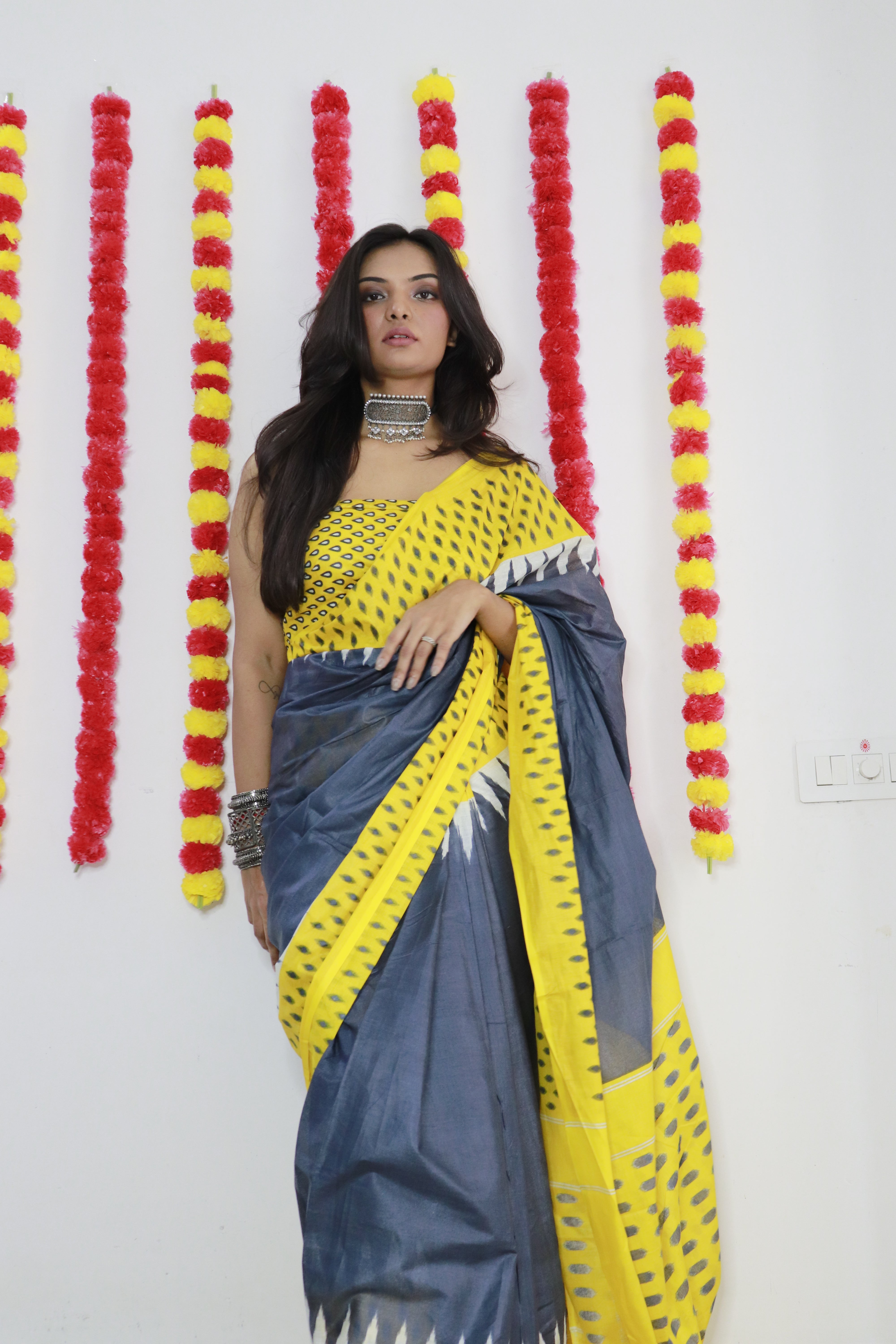 Printed Soft Pure Cotton Saree With Unstitched Blouse.