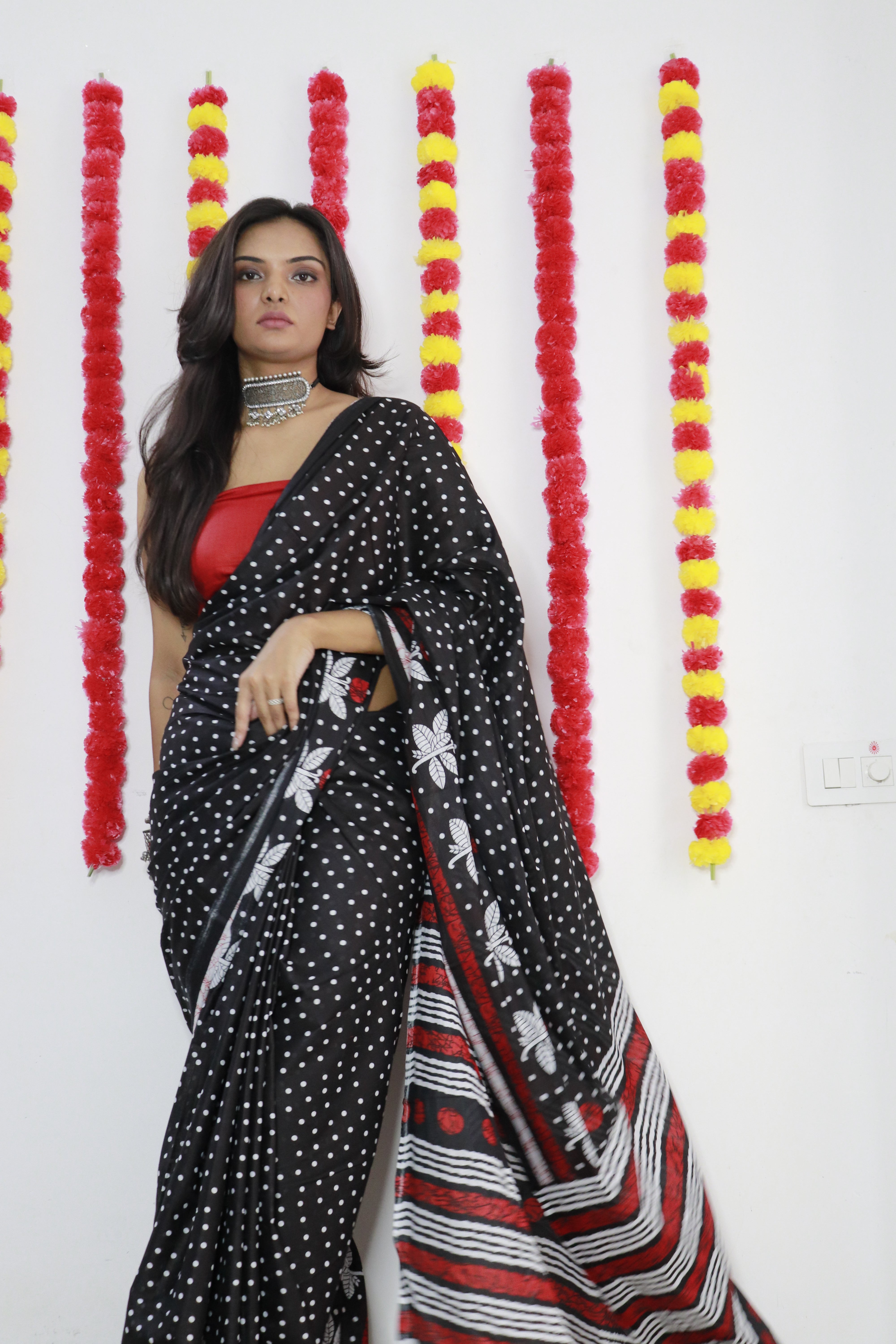 Printed Soft Pure Cotton Saree With Unstitched Blouse.