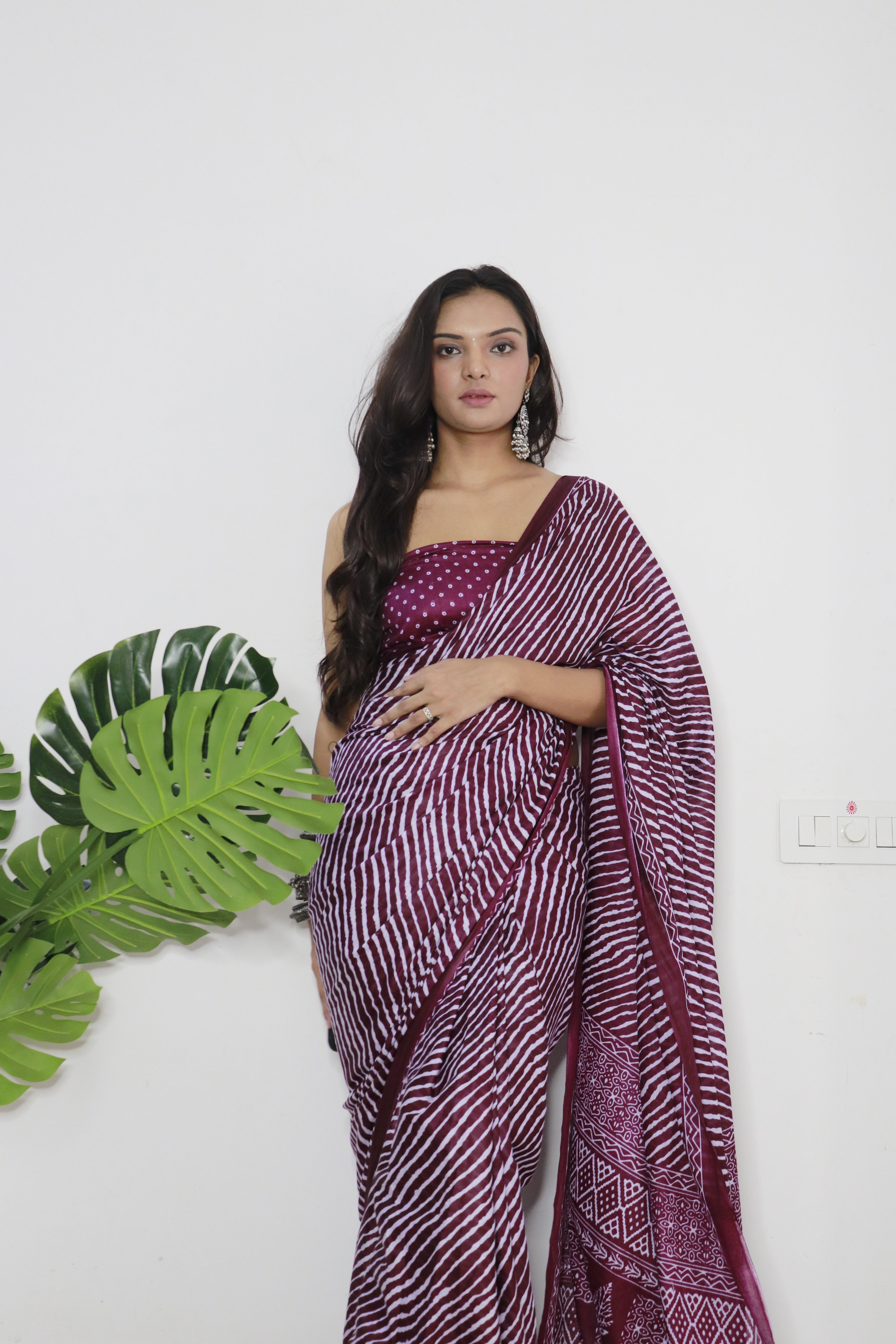 Printed Soft Pure Cotton Saree With Unstitched Blouse.