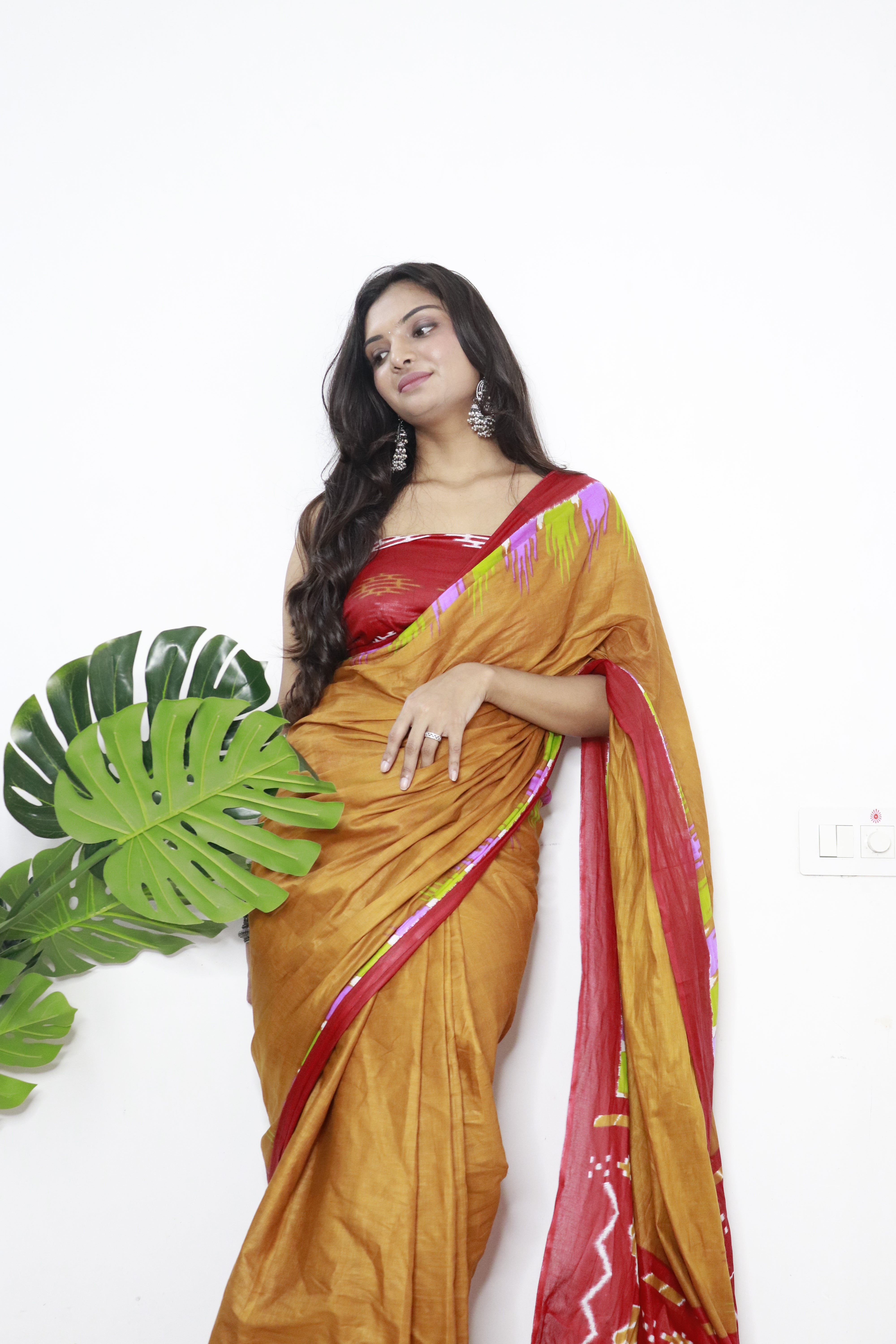 Printed Soft Pure Cotton Saree With Unstitched Blouse.