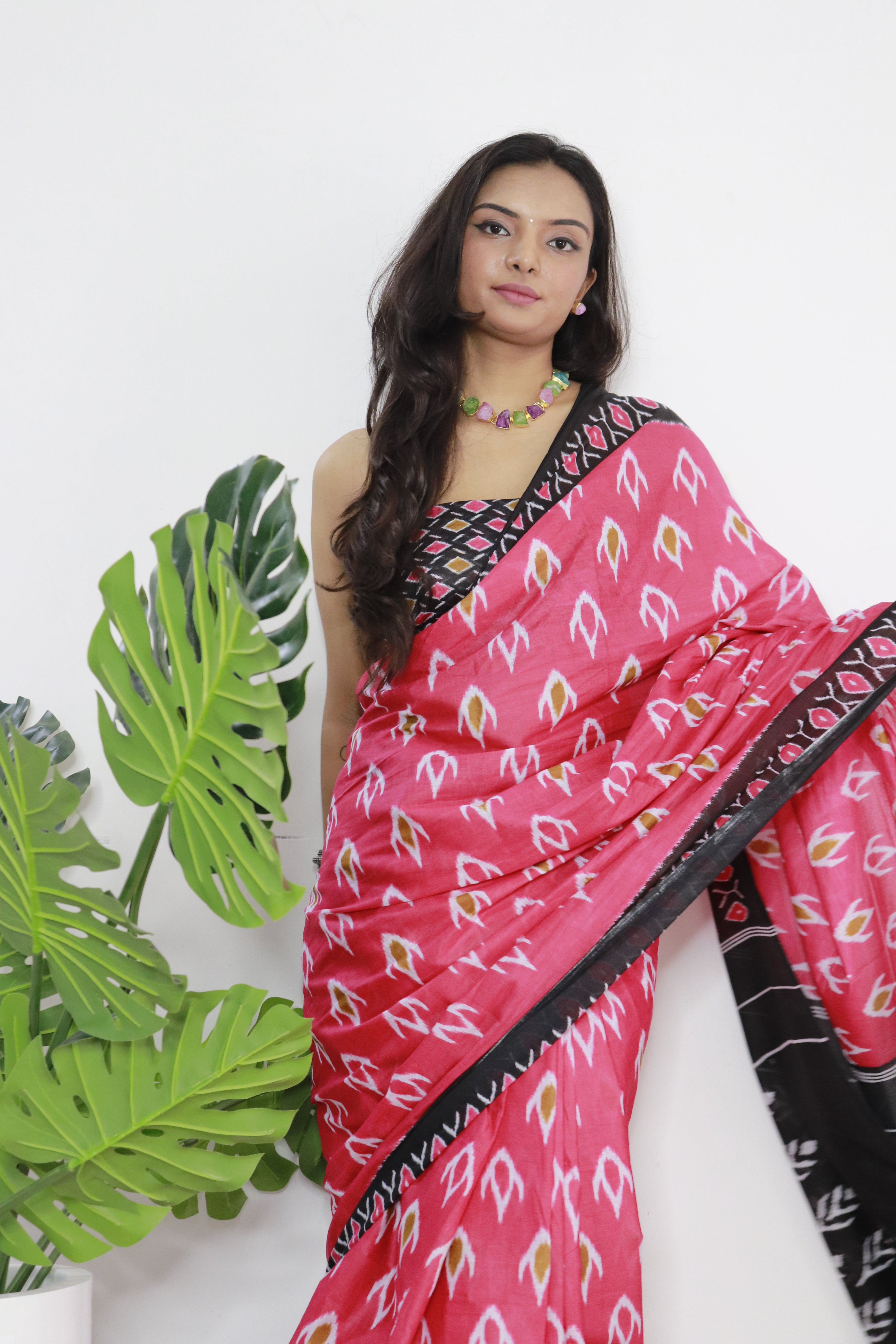 Printed Soft Pure Cotton Saree With Unstitched Blouse.