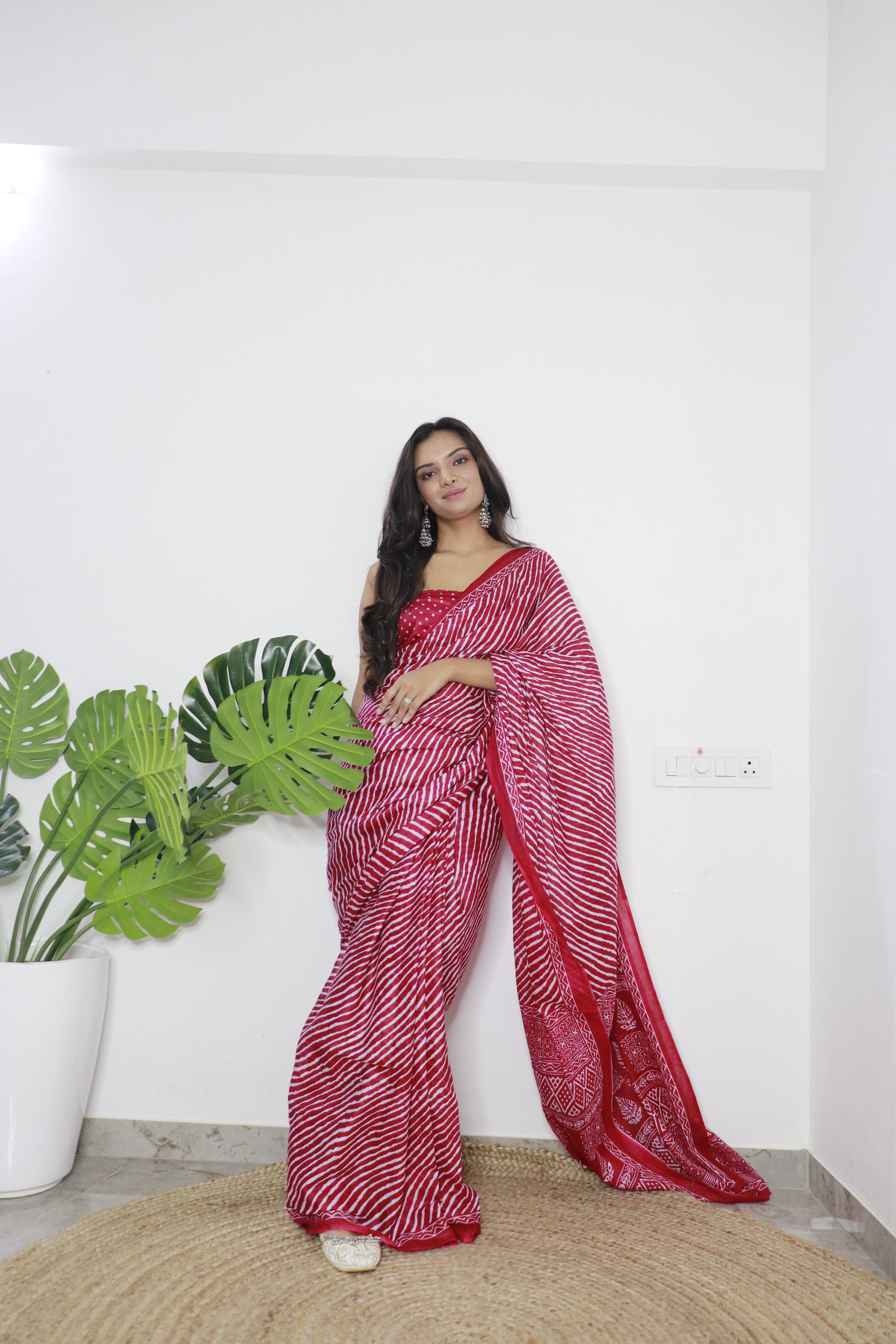 Printed Soft Pure Cotton Saree With Unstitched Blouse.