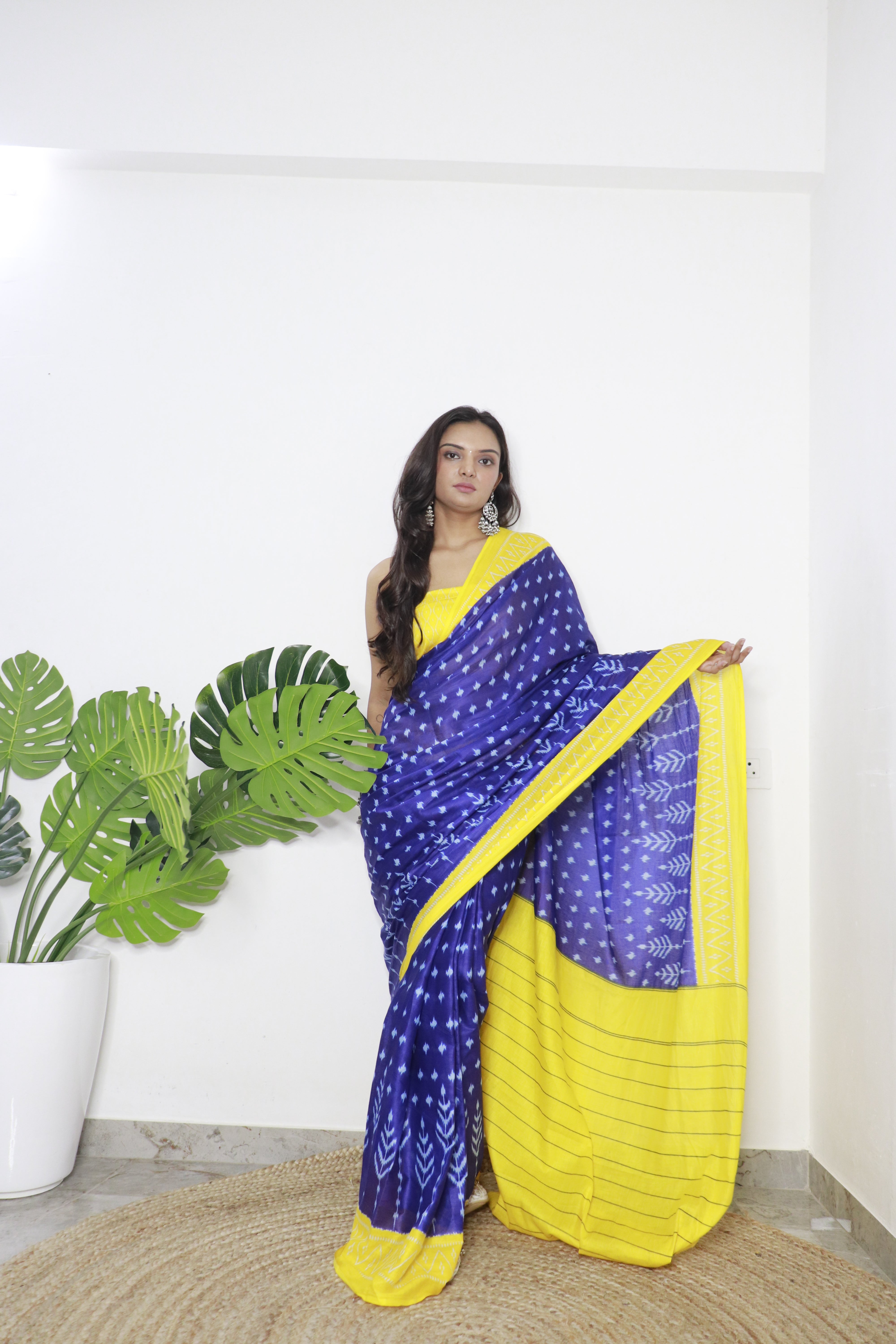 Printed Soft Pure Cotton Saree With Unstitched Blouse.