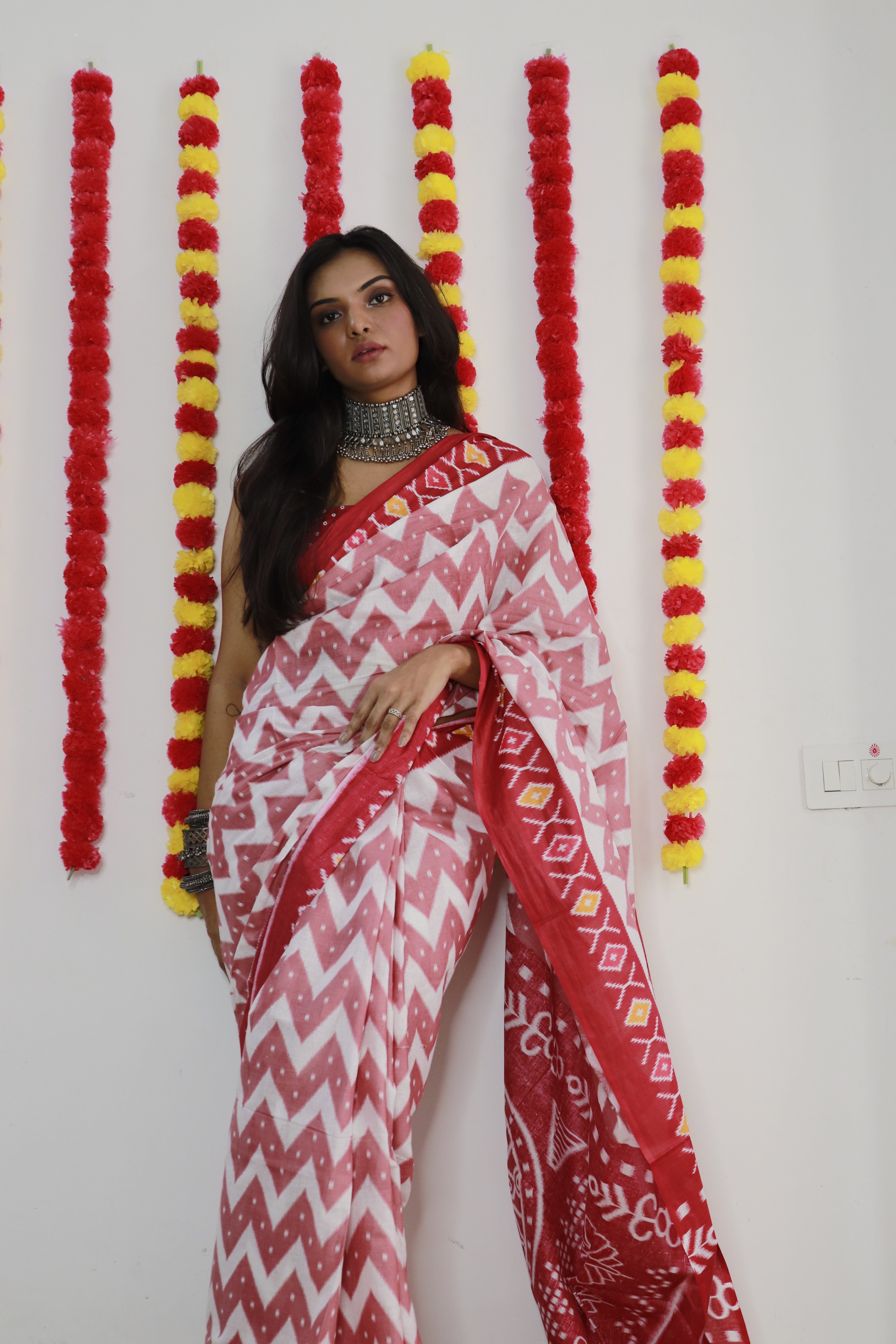 Printed Soft Pure Cotton Saree With Unstitched Blouse.