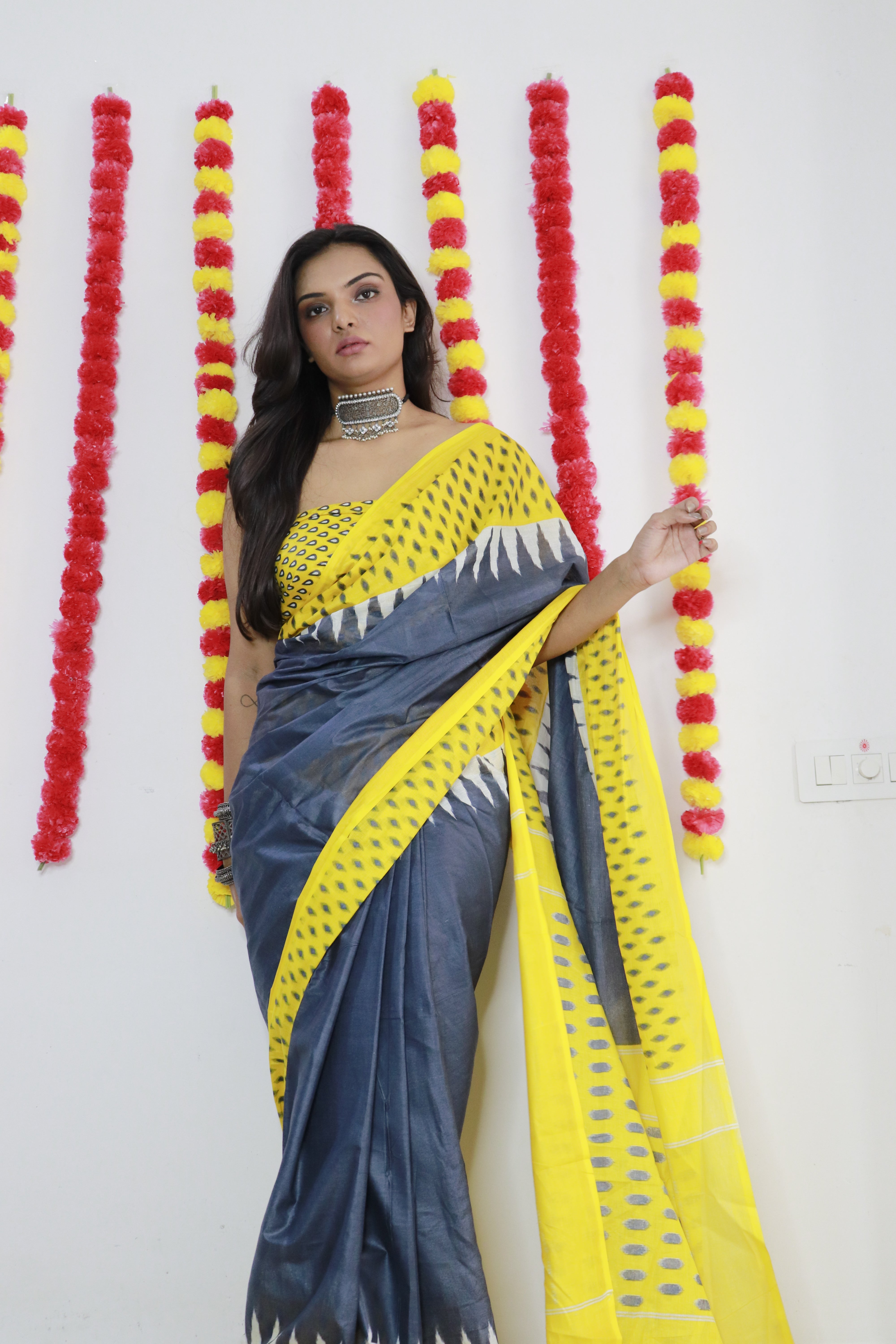 Printed Soft Pure Cotton Saree With Unstitched Blouse.