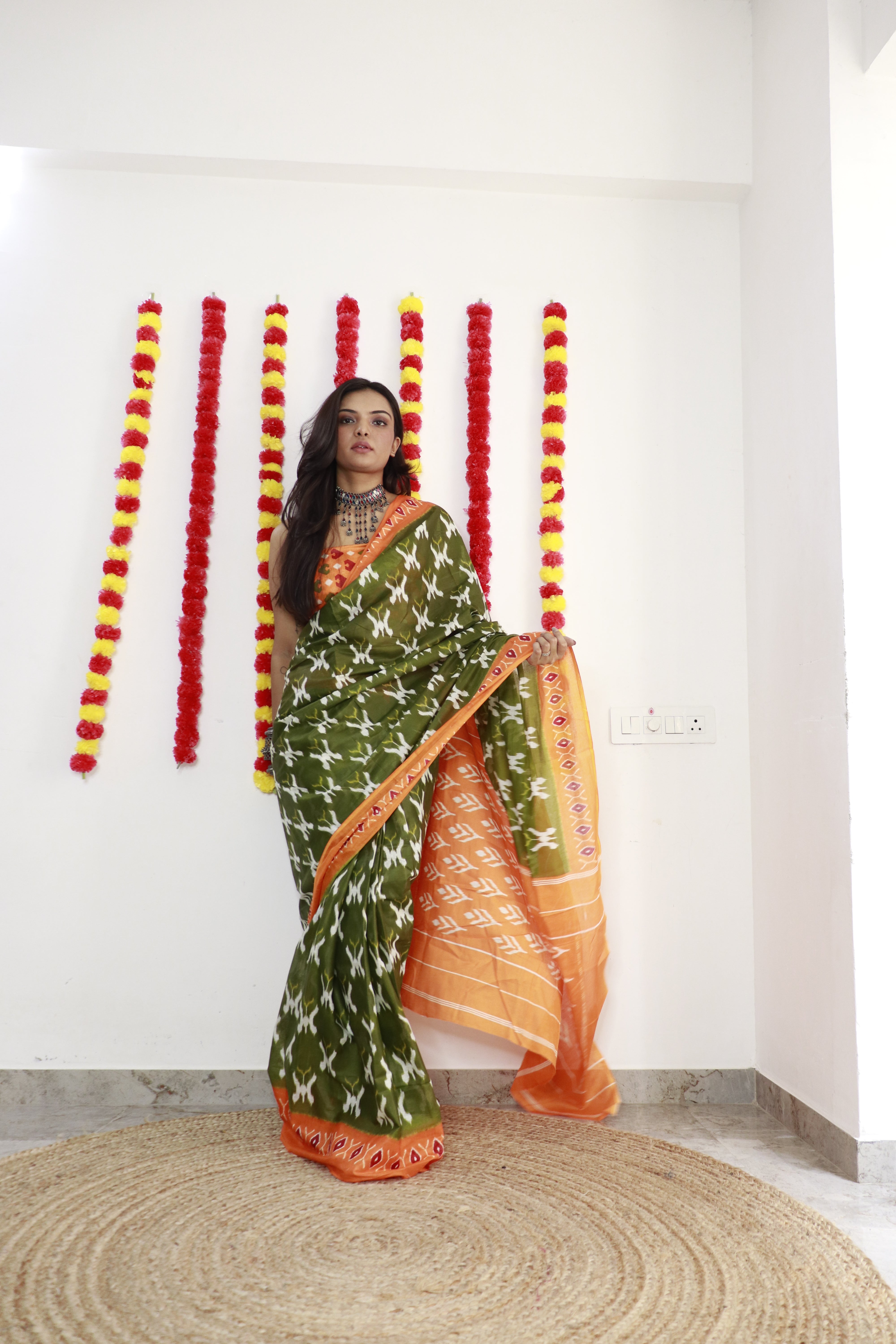 Printed Soft Pure Cotton Saree With Unstitched Blouse.