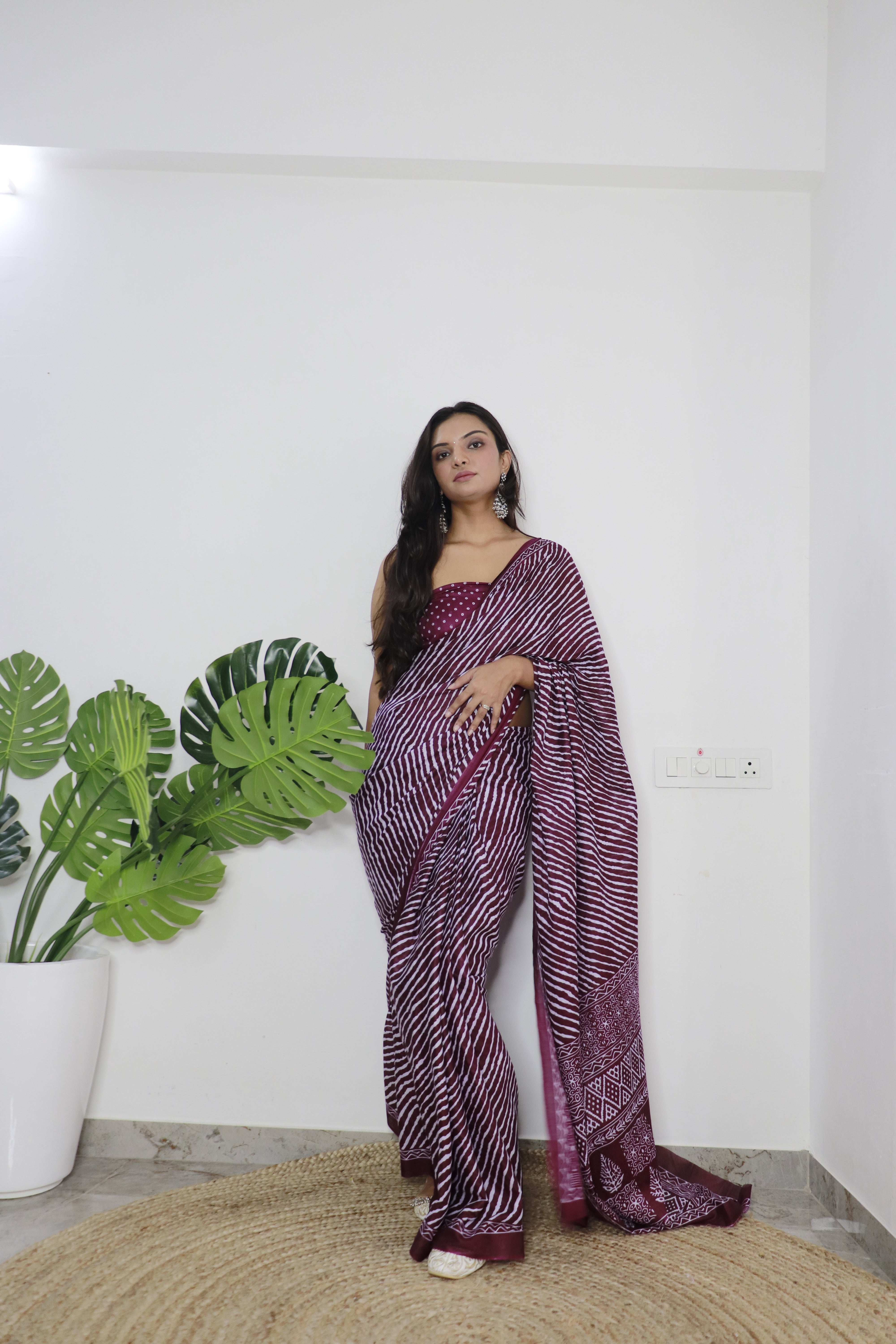 Printed Soft Pure Cotton Saree With Unstitched Blouse.